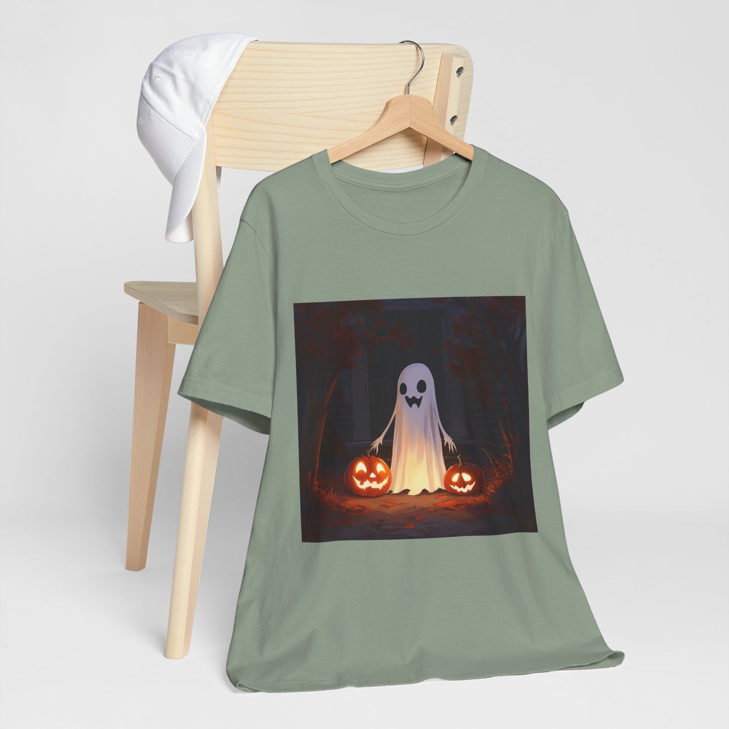 Cute Ghost and Pumpkins Unisex Jersey Short Sleeve Tee