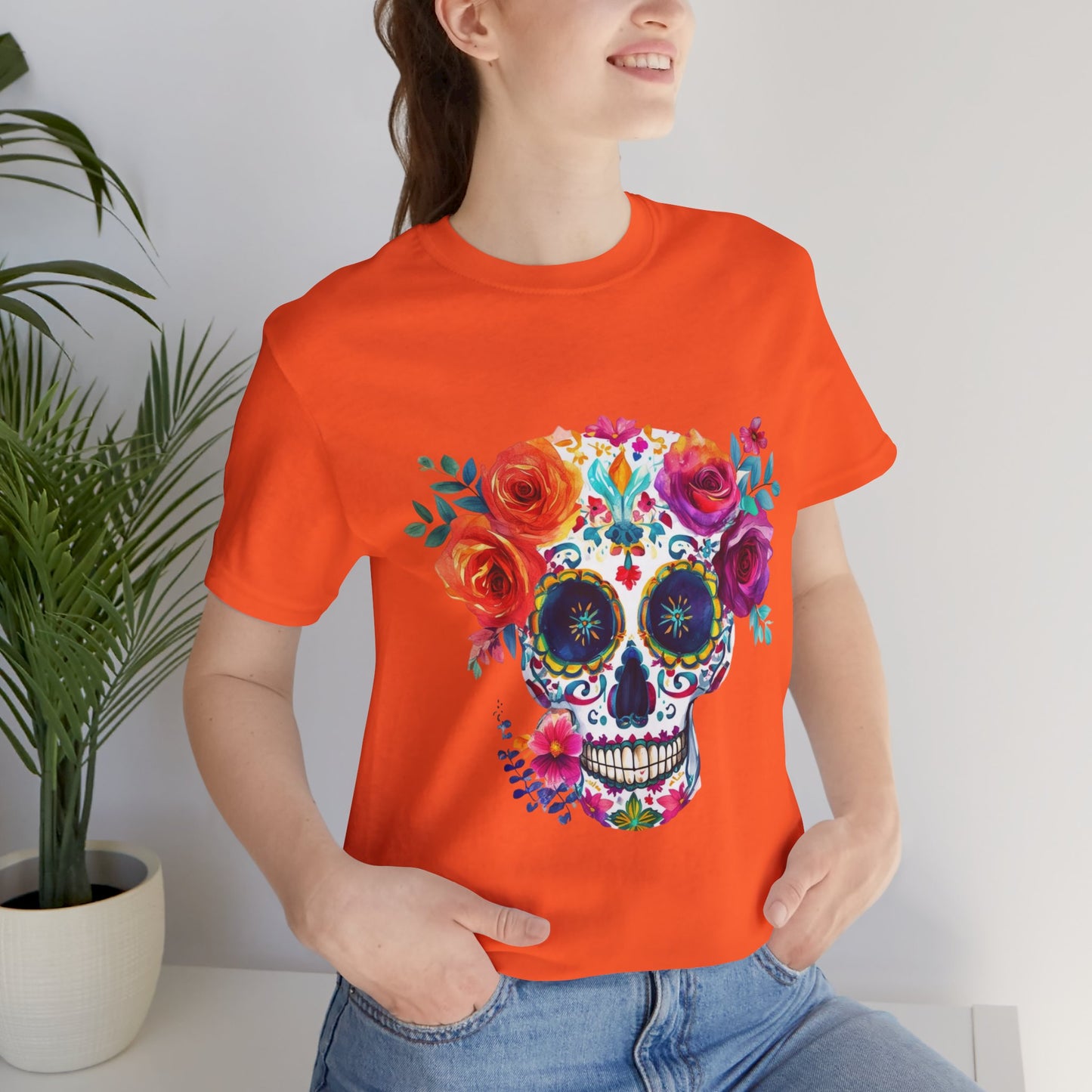 Day of the Dead Bright Sugar Skull Unisex Jersey Short Sleeve Tee