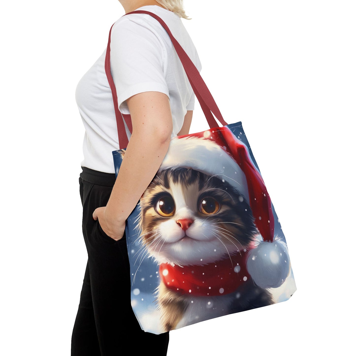 Cute Holiday Cat Tote Bag (AOP)