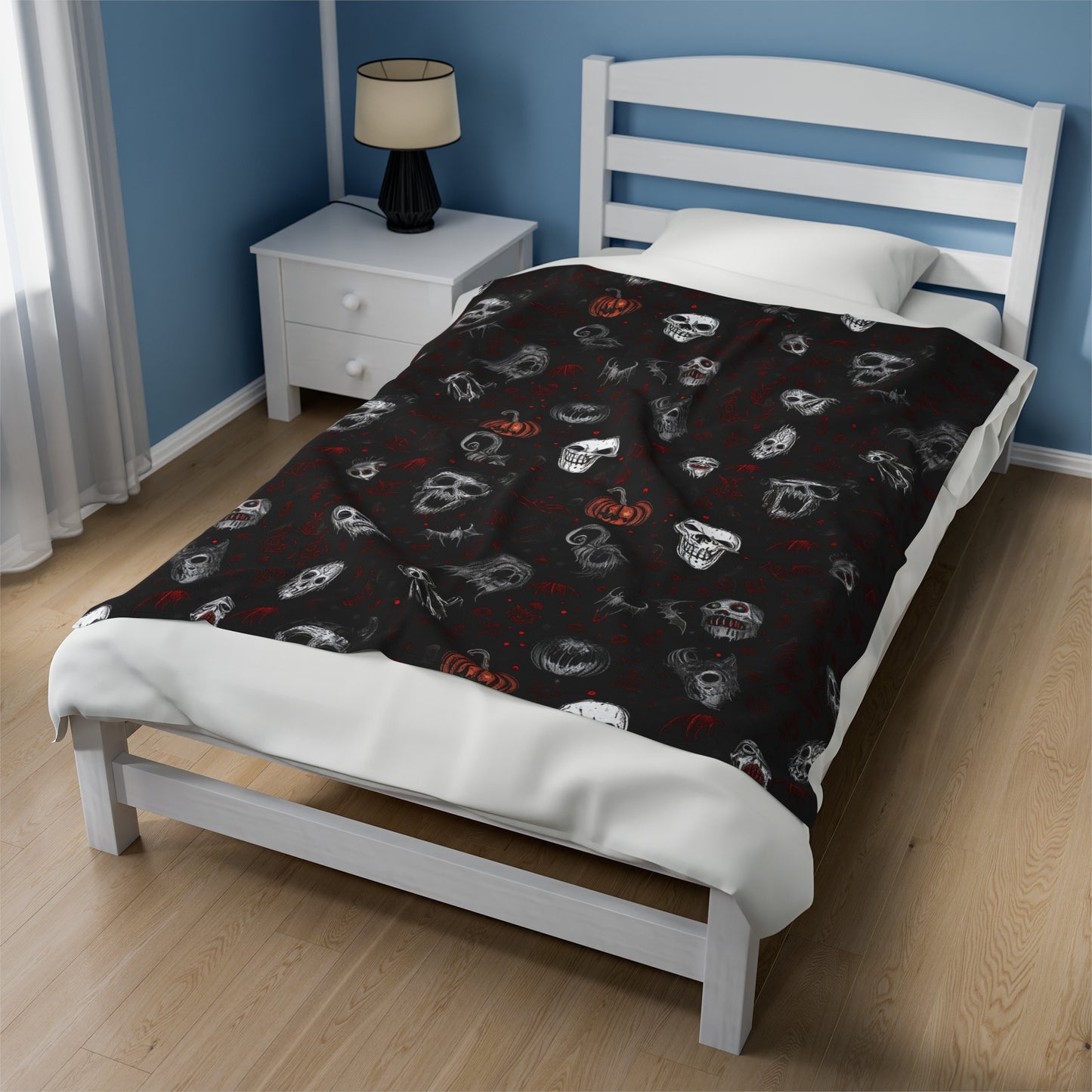 Scary Halloween Pattern Velveteen Plush Blanket