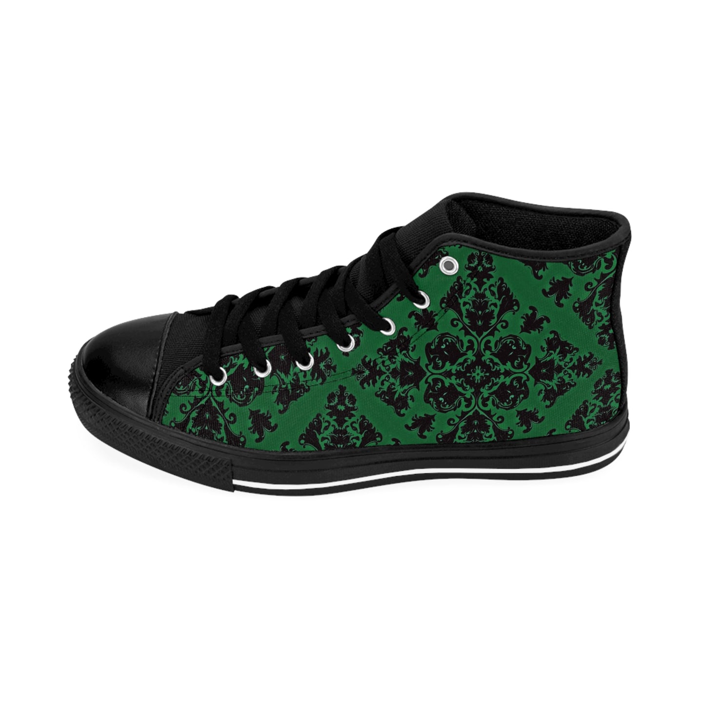 Green Victorian Gothic Pattern Women's Classic Sneakers