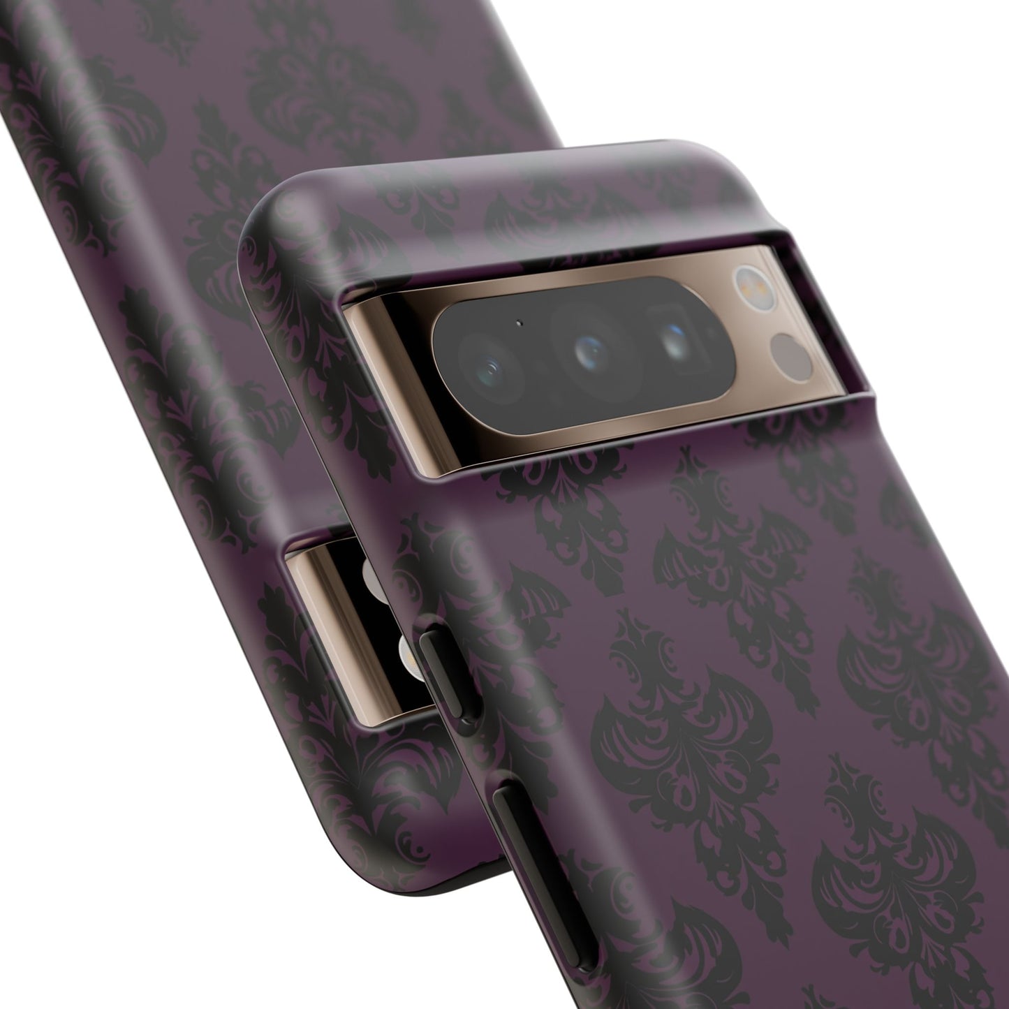 Purple and Black Victorian Damask Pattern Tough Cases