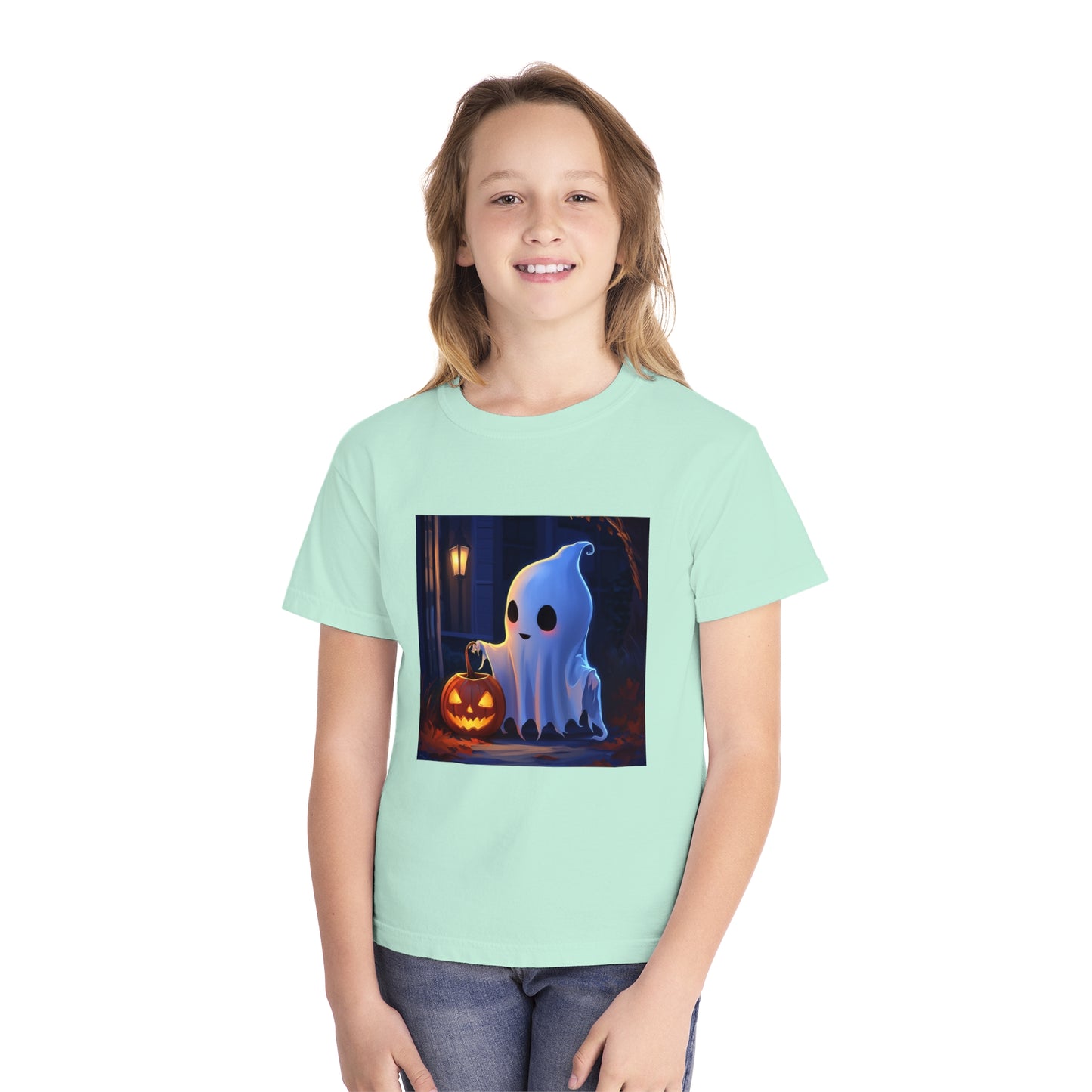 Cute Ghost Trick or Treating Youth Midweight Tee