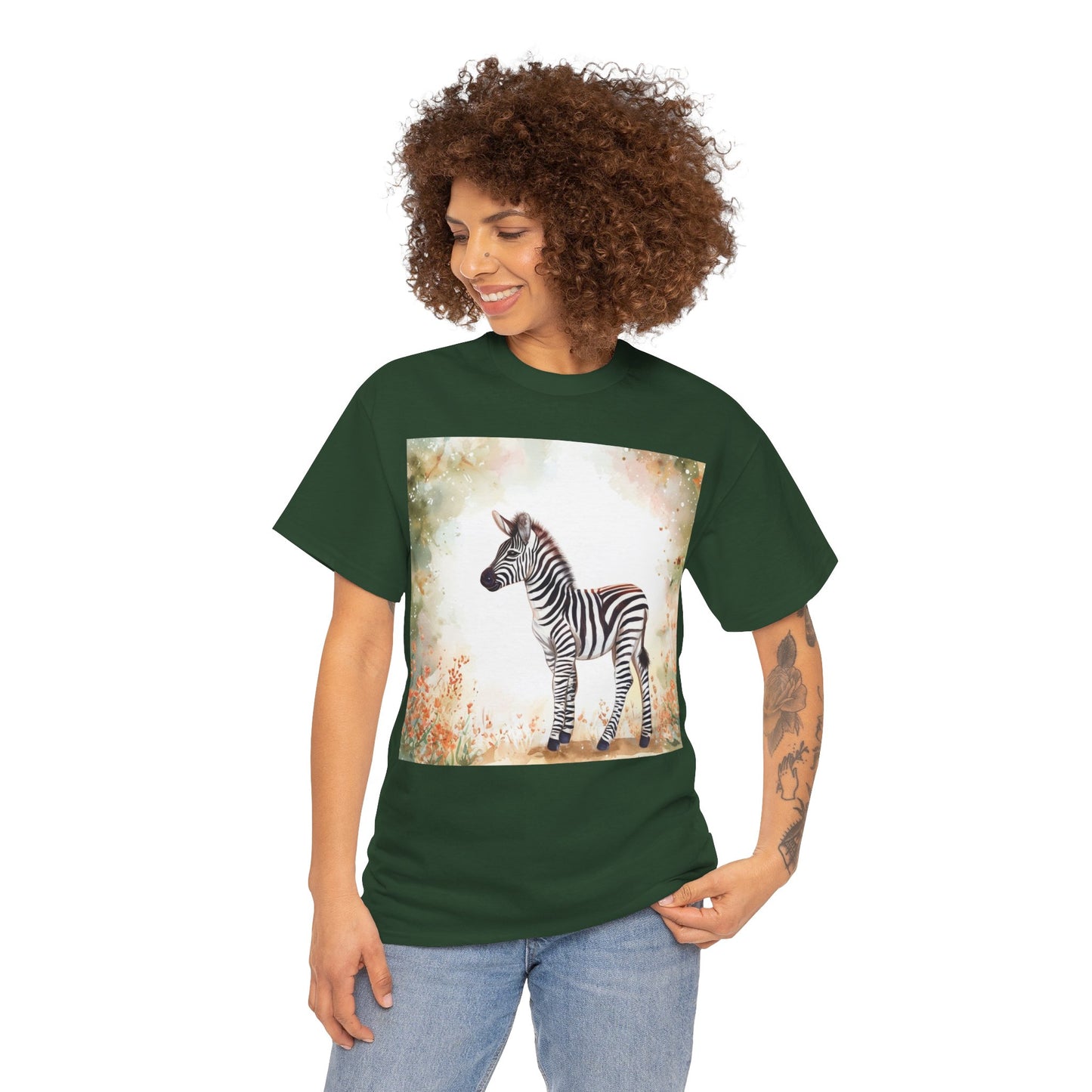 Playful Zebra Unisex Heavy Cotton Tee