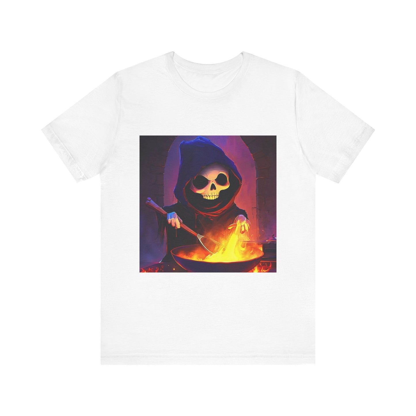 Happy Grim Reaper Cooking Unisex Jersey Short Sleeve Tee