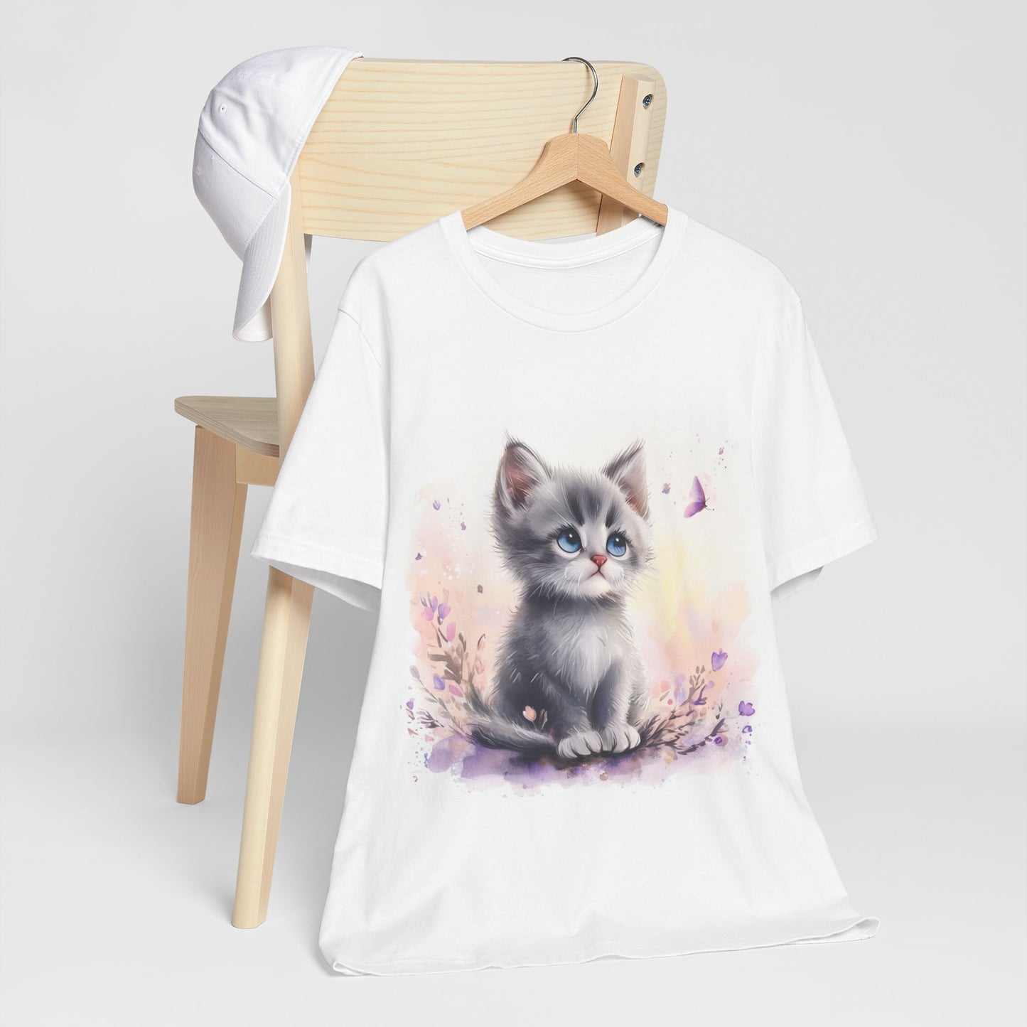 Butterfly Gray Kitten Unisex Jersey Short Sleeve Tee