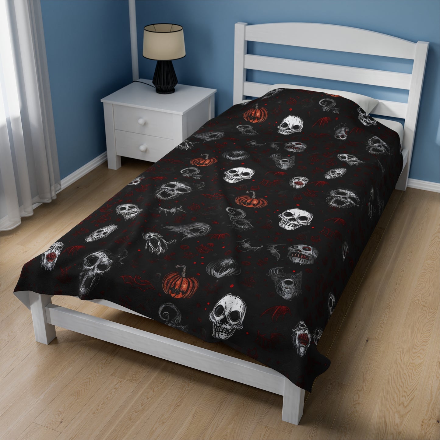 Scary Halloween Pattern Velveteen Plush Blanket