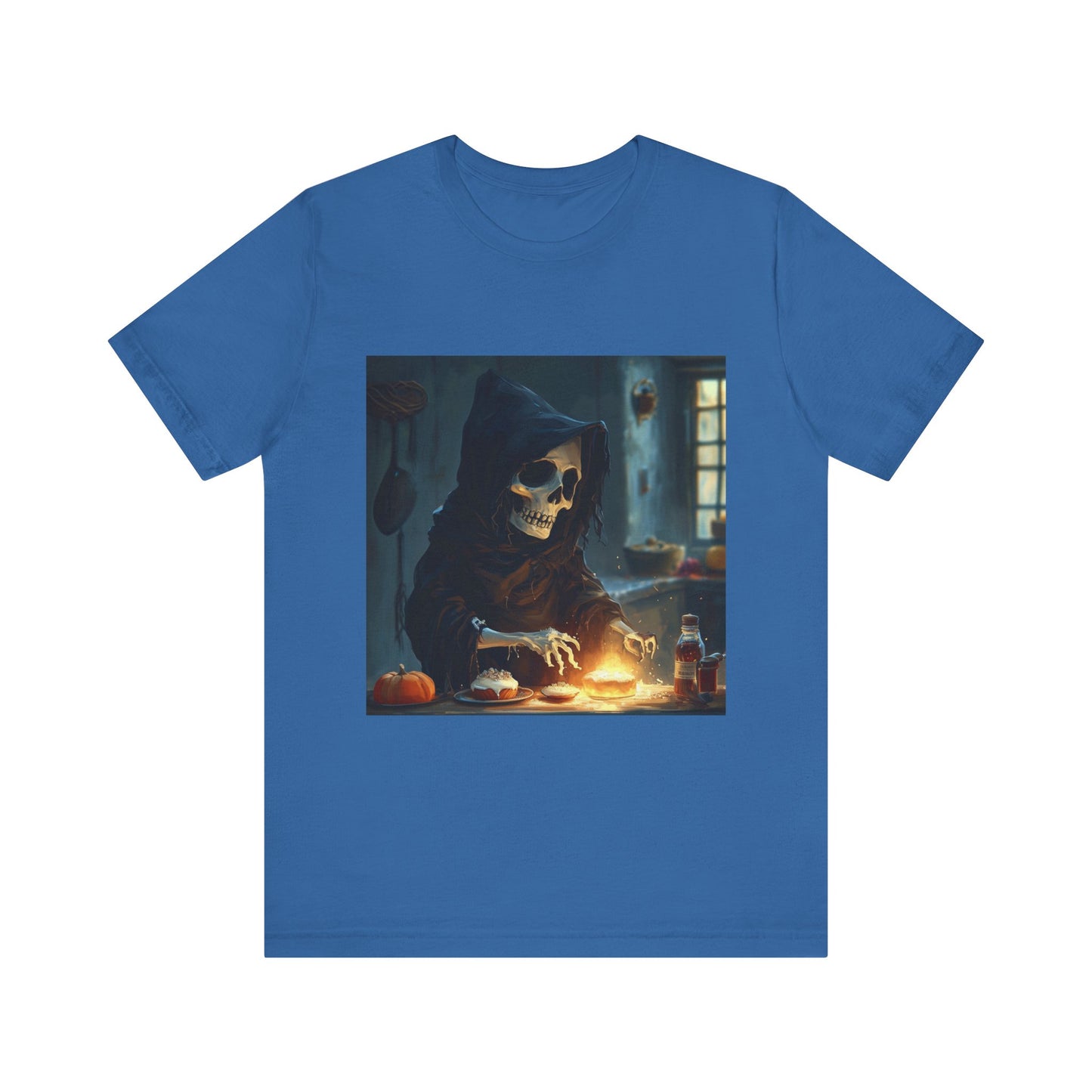 Grim Reaper Baking Sweet Rolls Unisex Jersey Short Sleeve Tee