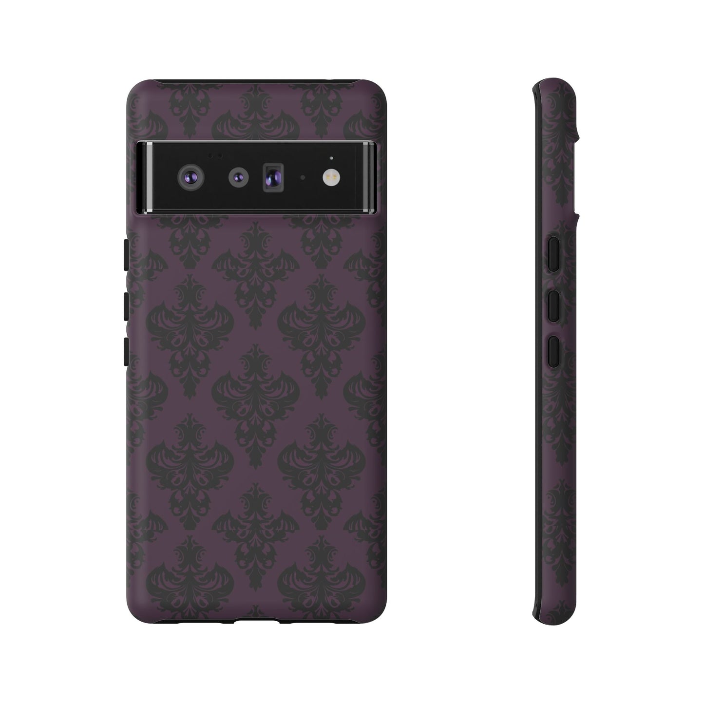 Purple and Black Victorian Damask Pattern Tough Cases