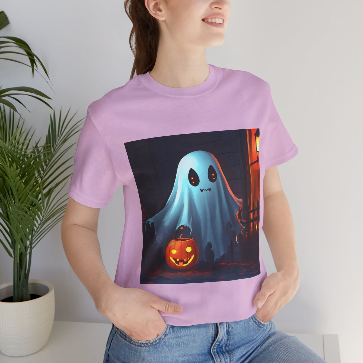 Cute Ghost Trick or Treating Unisex Jersey Short Sleeve Tee