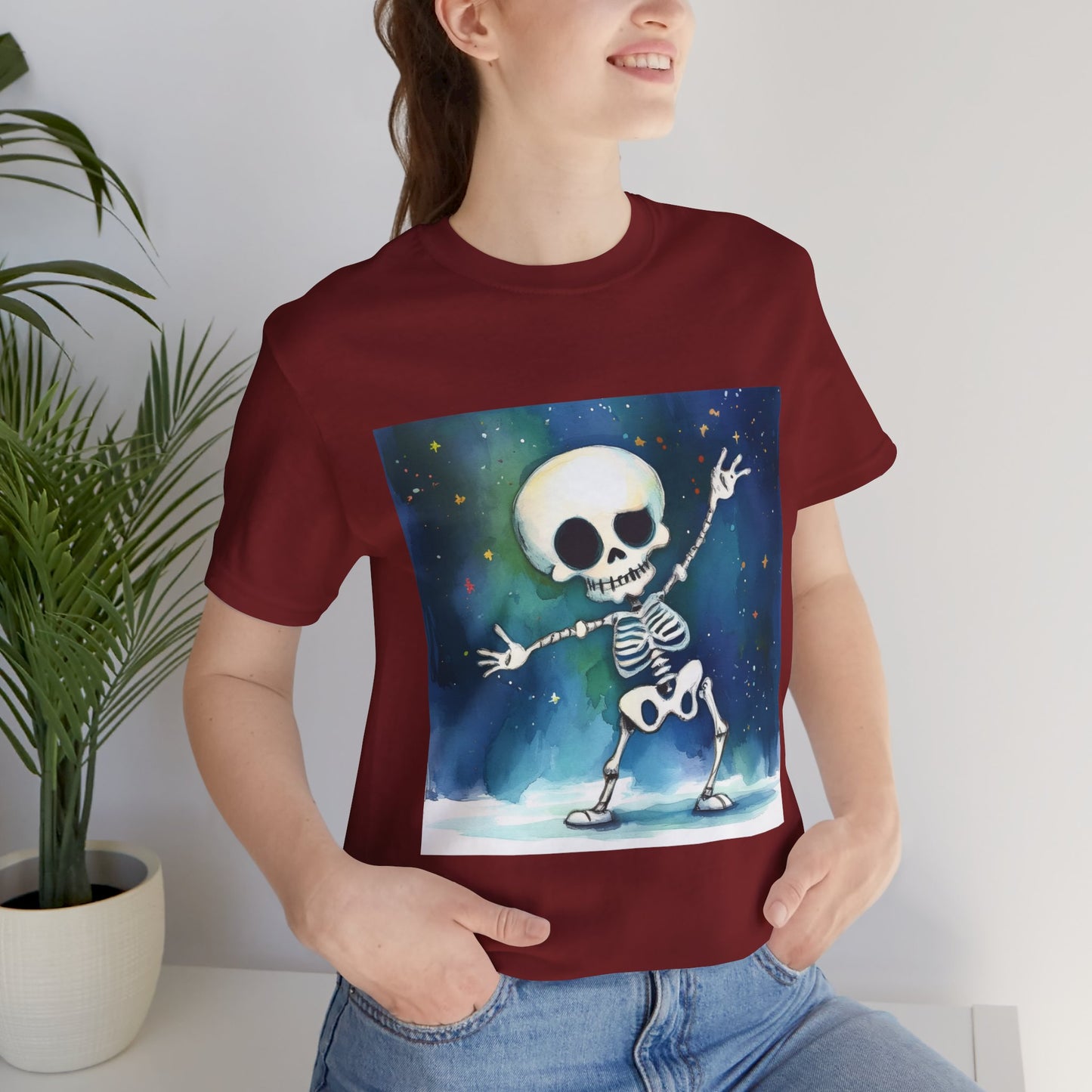 Cute Dancing Skeleton Unisex Jersey Short Sleeve Tee