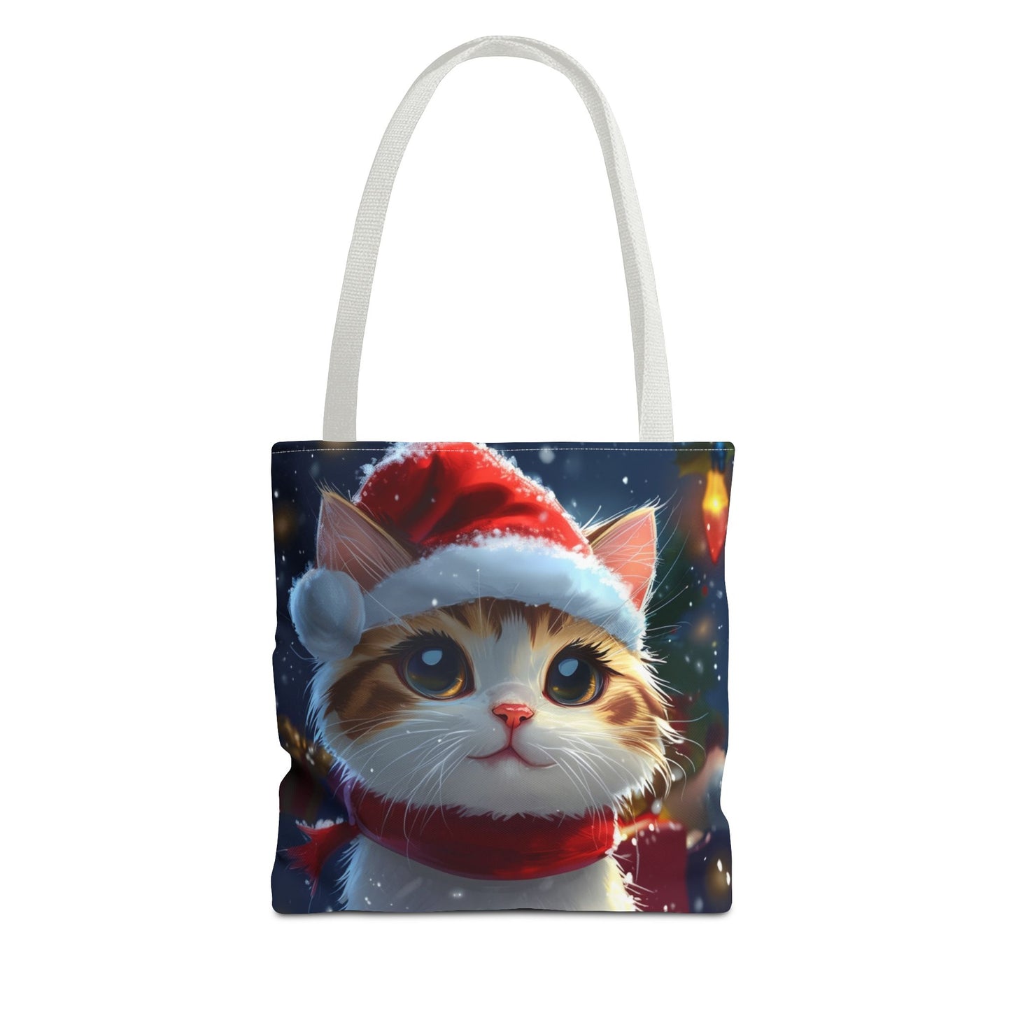 Cute Santa Hat Kitty Tote Bag (AOP)