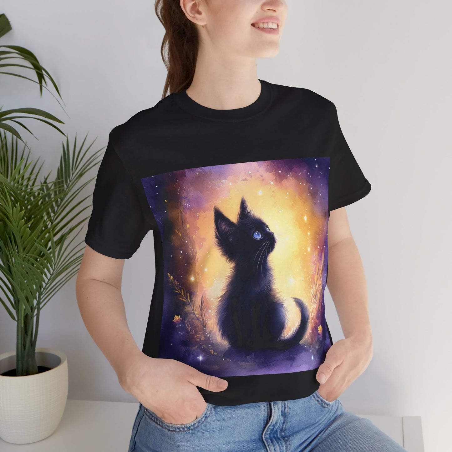 Galaxy Black Kitten Unisex Jersey Short Sleeve Tee