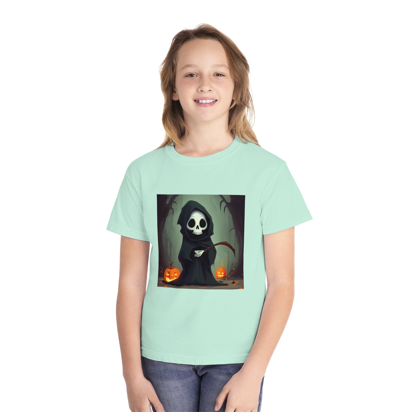 Spooky Forest Grim Reaper Youth Midweight Tee