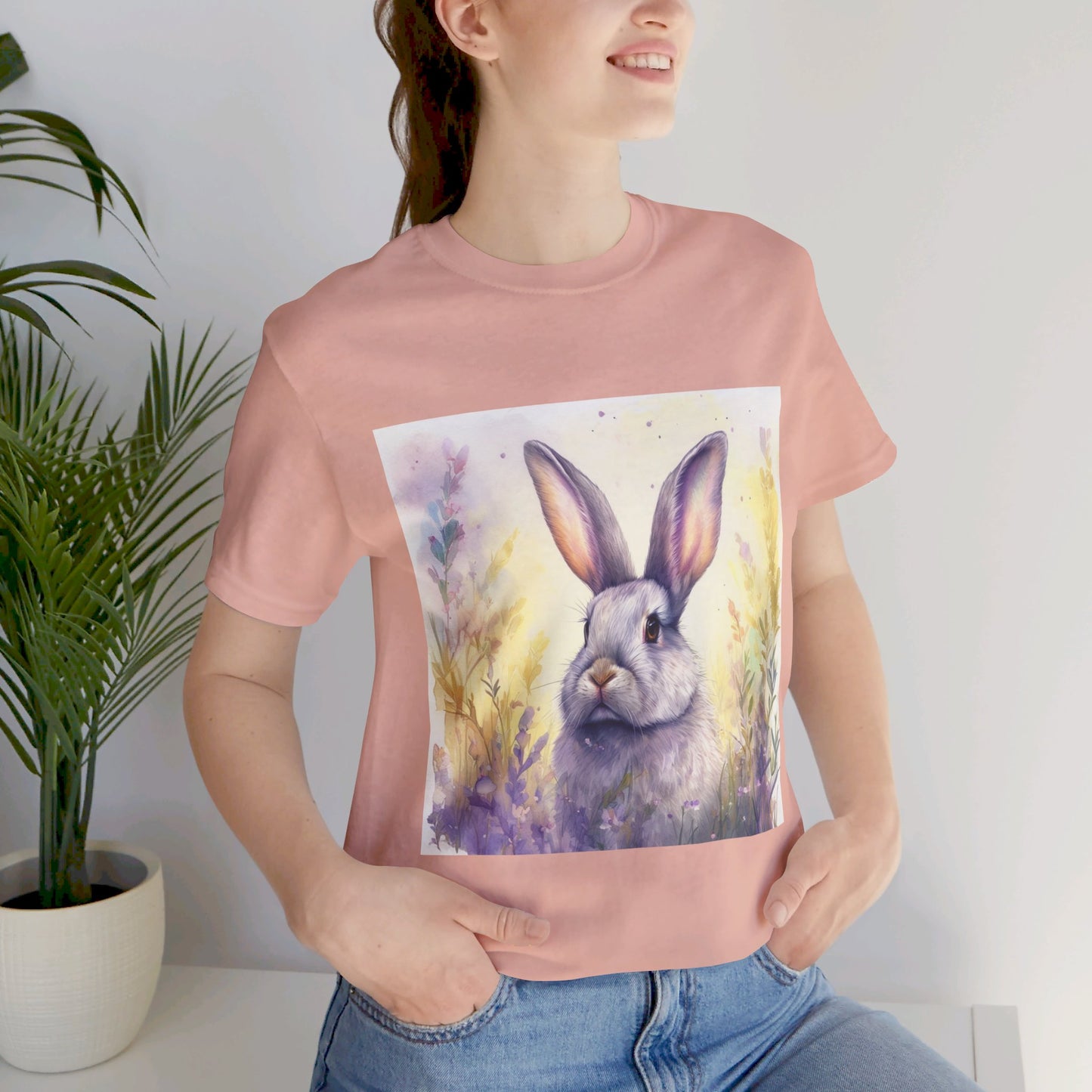 Realistic Cute Bunny Unisex Jersey Short Sleeve Tee