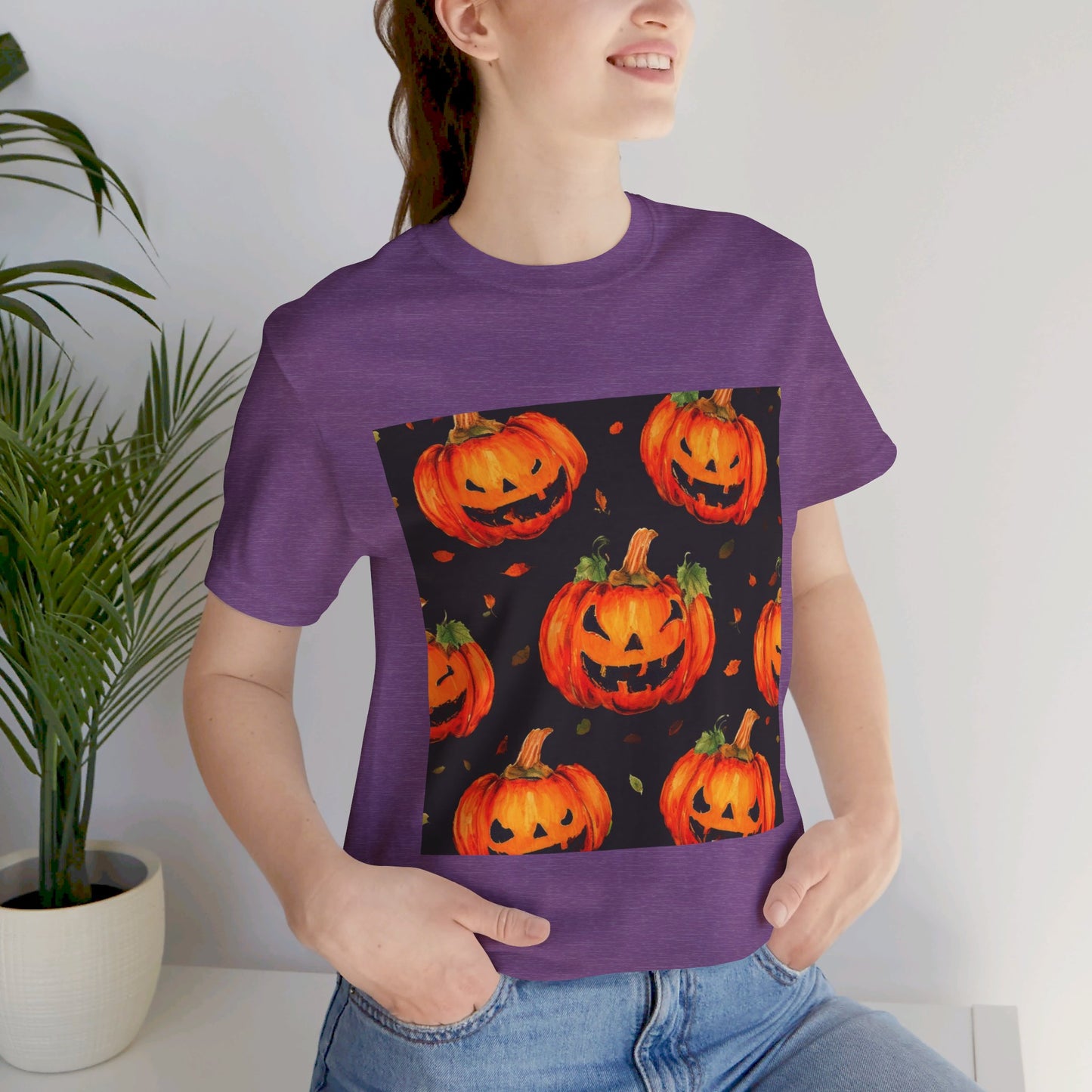 Happy Pumpkin Pattern Unisex Jersey Short Sleeve Tee