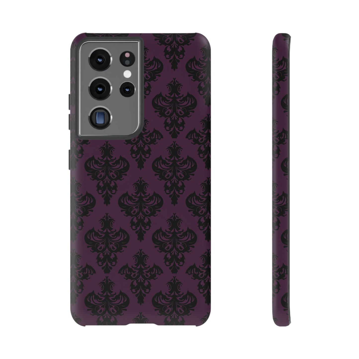 Purple and Black Victorian Damask Pattern Tough Cases