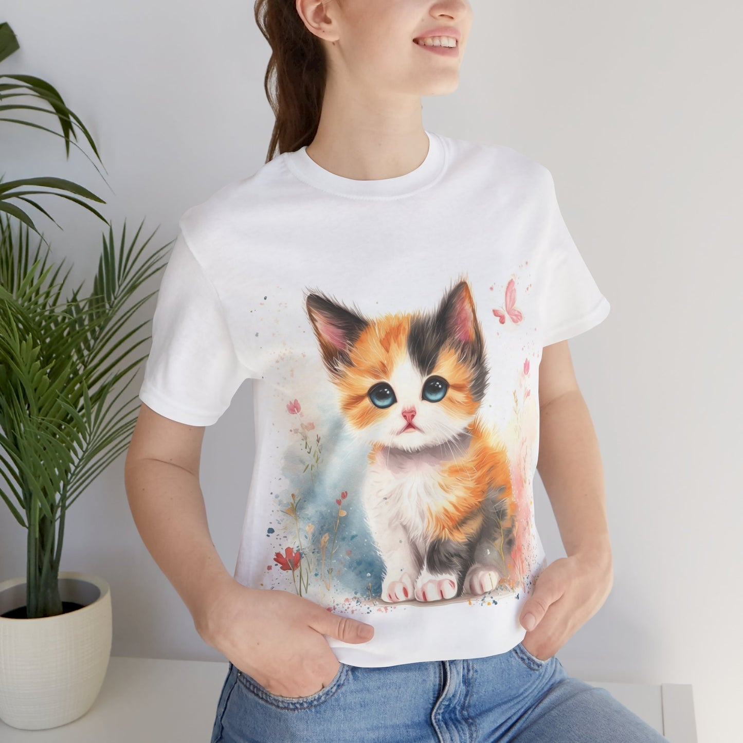 Butterfly Calico Kitten Unisex Jersey Short Sleeve Tee