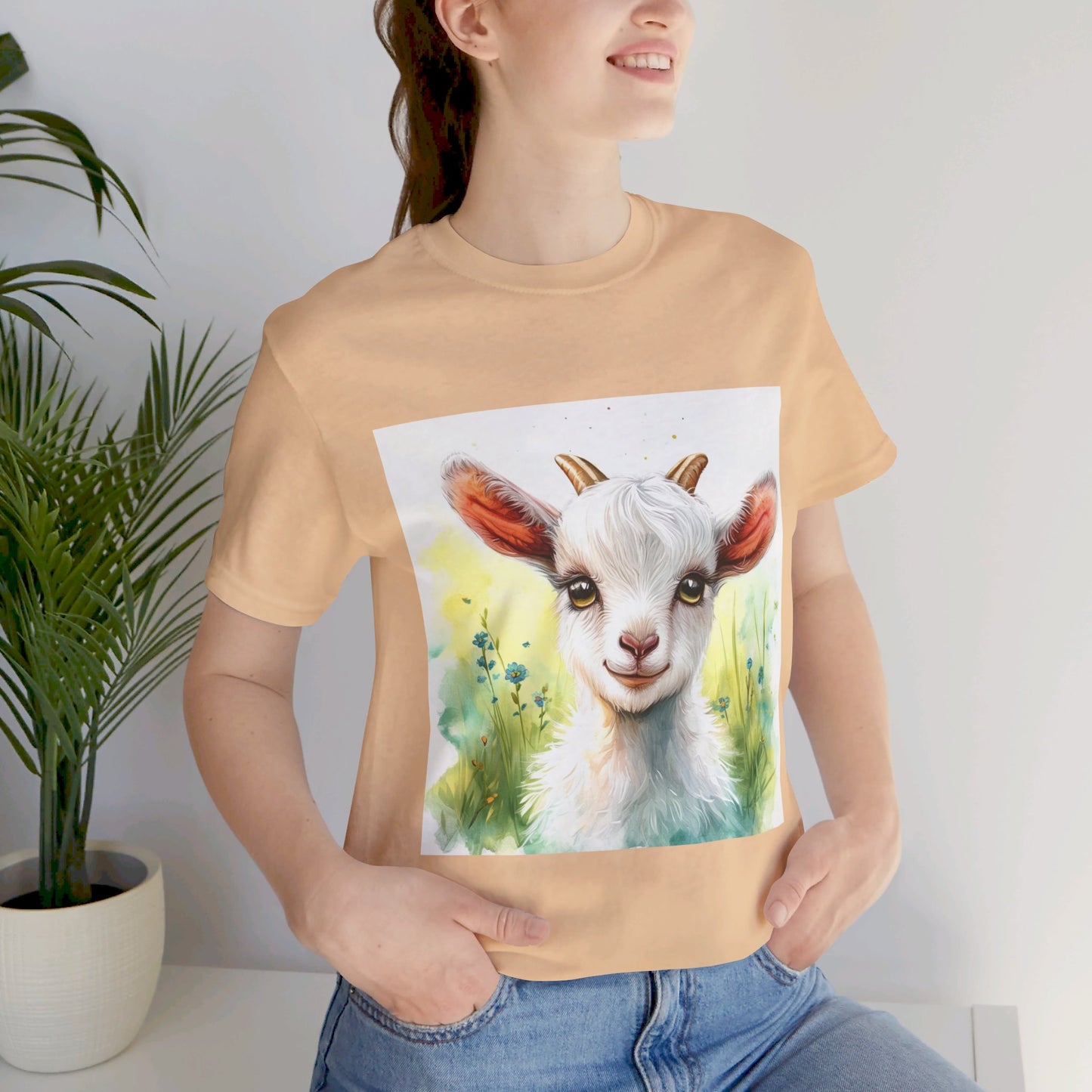 Cute Cartoon Goat Unisex Jersey Short Sleeve Tee