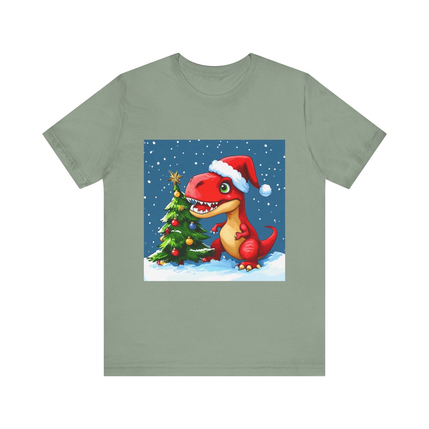 Red T-Rex Christmas Unisex Jersey Short Sleeve Tee