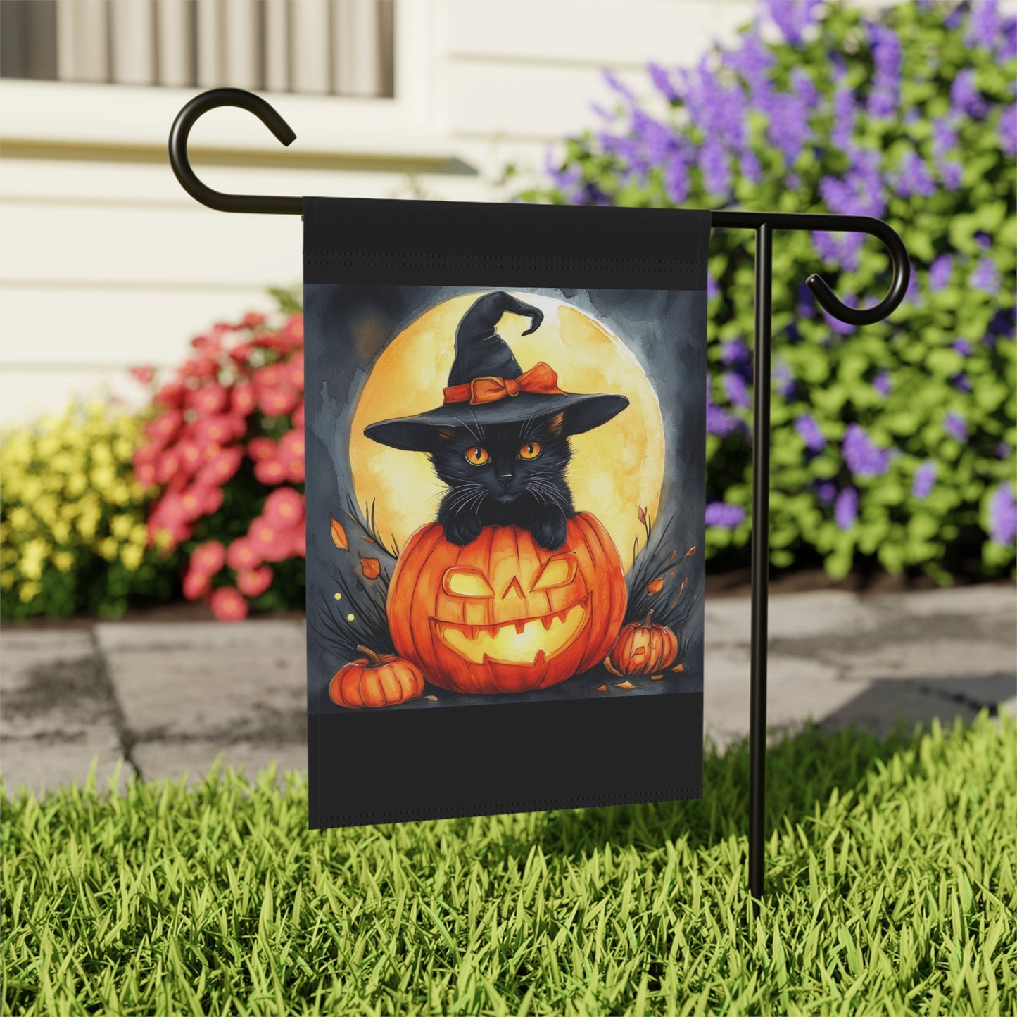 Cat Inside Jack o Lantern Garden & House Banner