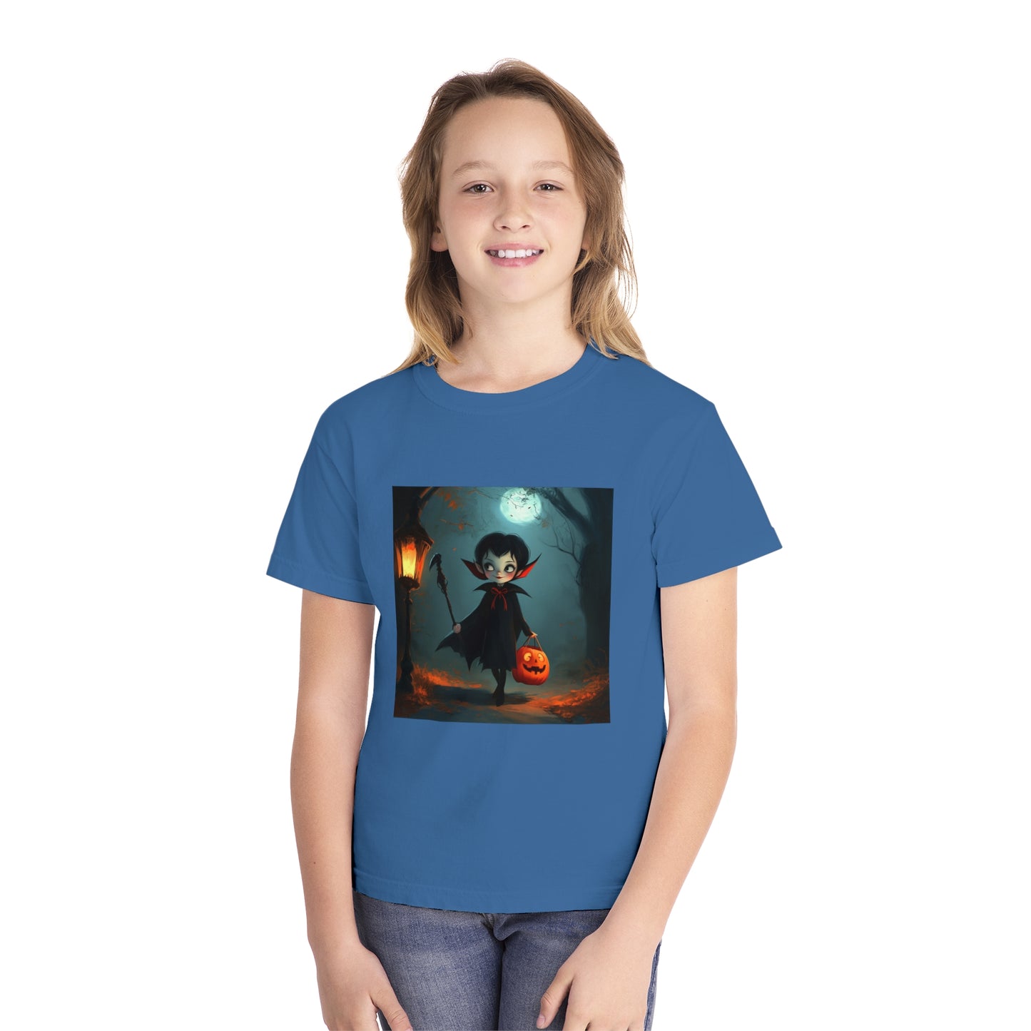 Cute Trick or Treating Vampire Youth Midweight Tee