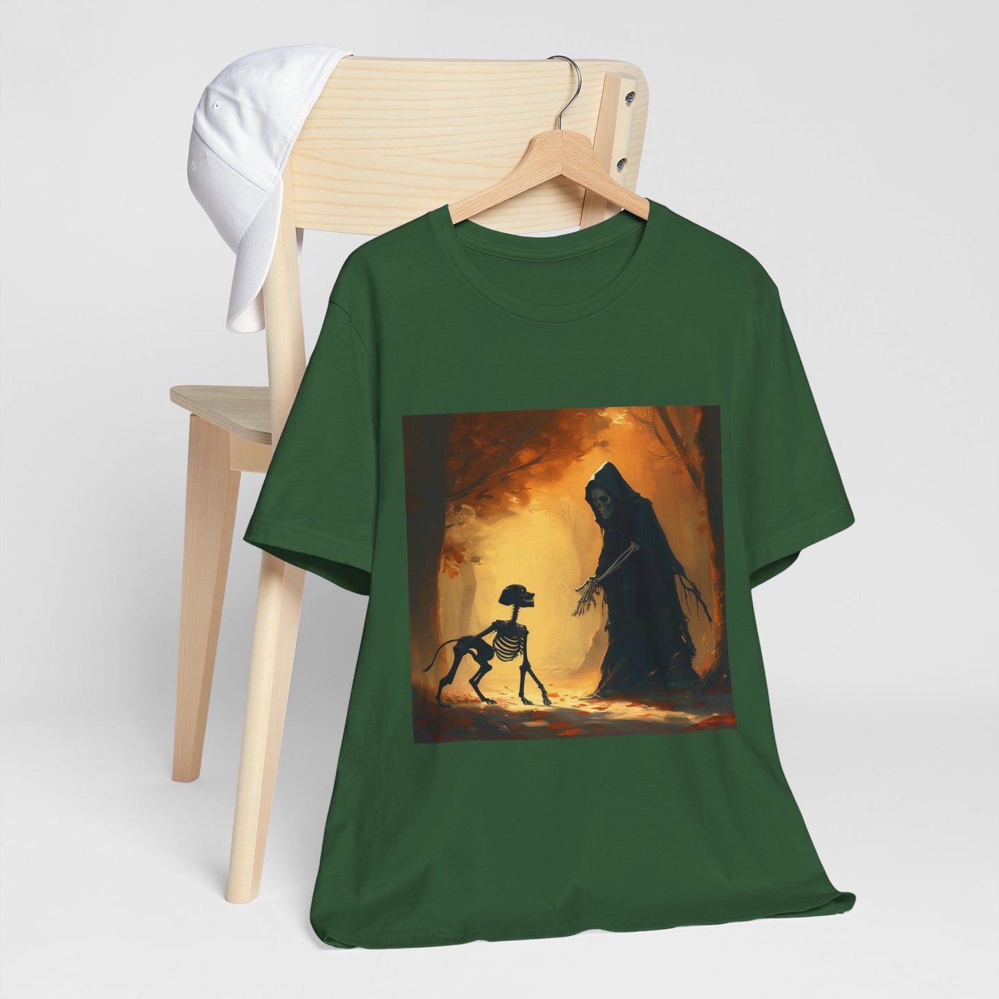 Grim Reaper Playing Fetch Unisex Jersey Short Sleeve Tee