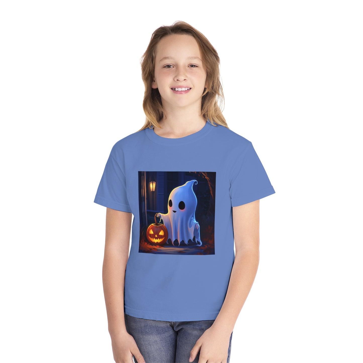 Cute Ghost Trick or Treating Youth Midweight Tee