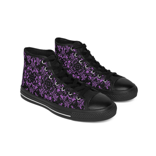 Intricate Purple and Black Design Women's Classic Sneakers