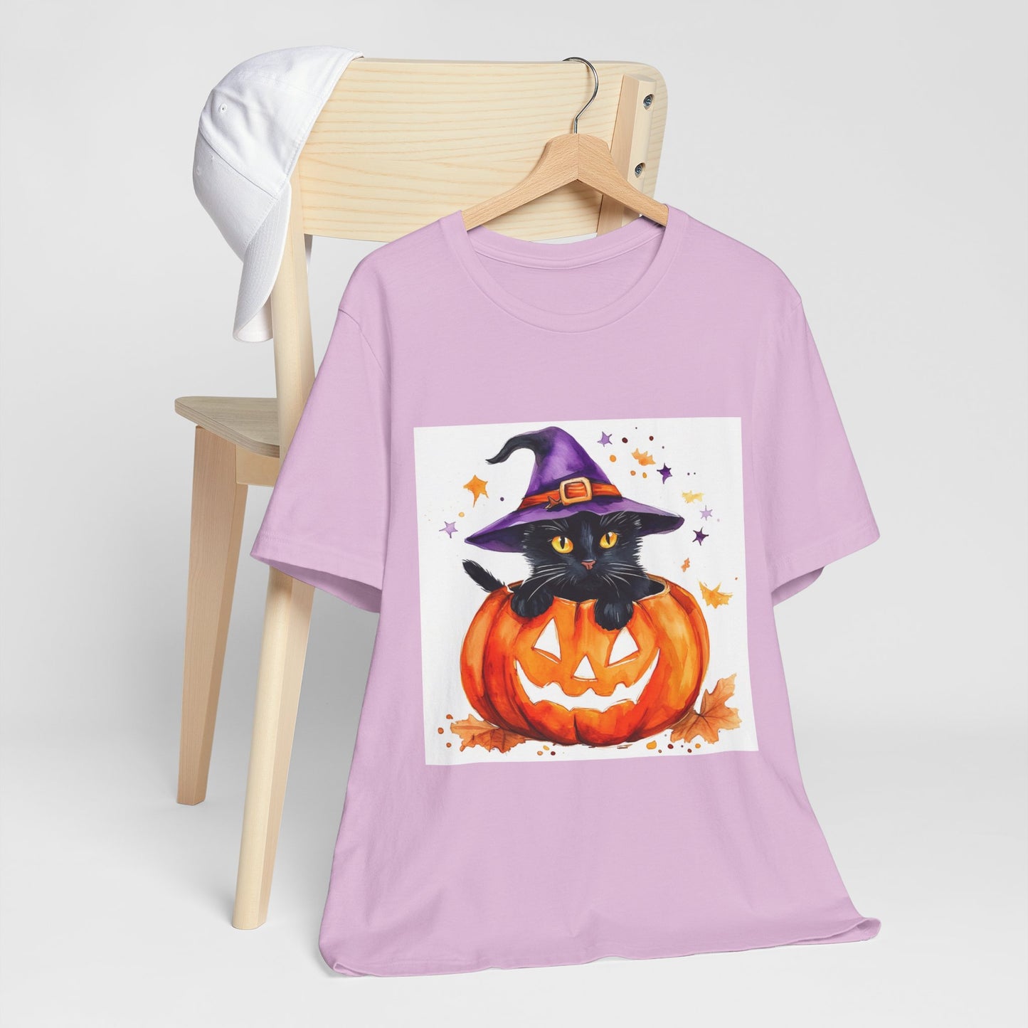 Cute Halloween Cat Jack o Lantern Unisex Jersey Short Sleeve Tee