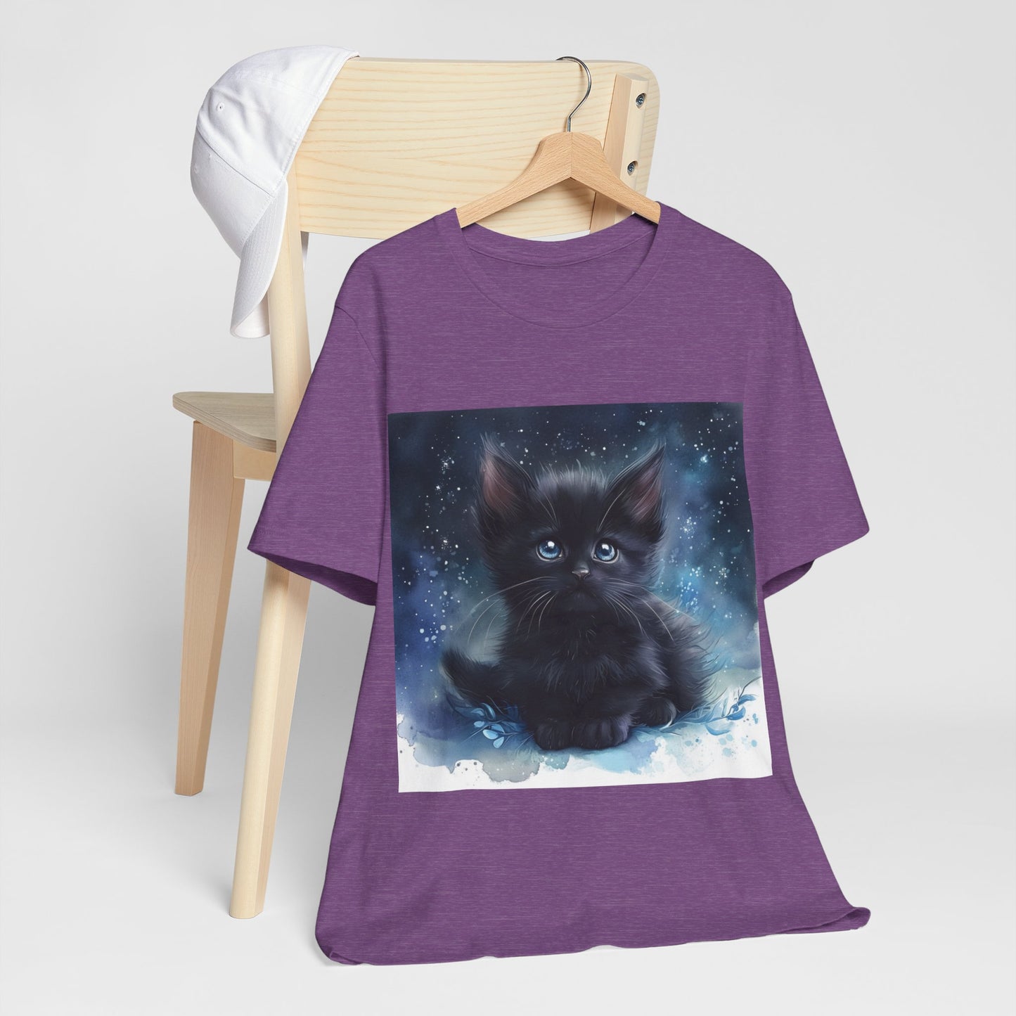 Starry Sky Black Kitten Unisex Jersey Short Sleeve Tee