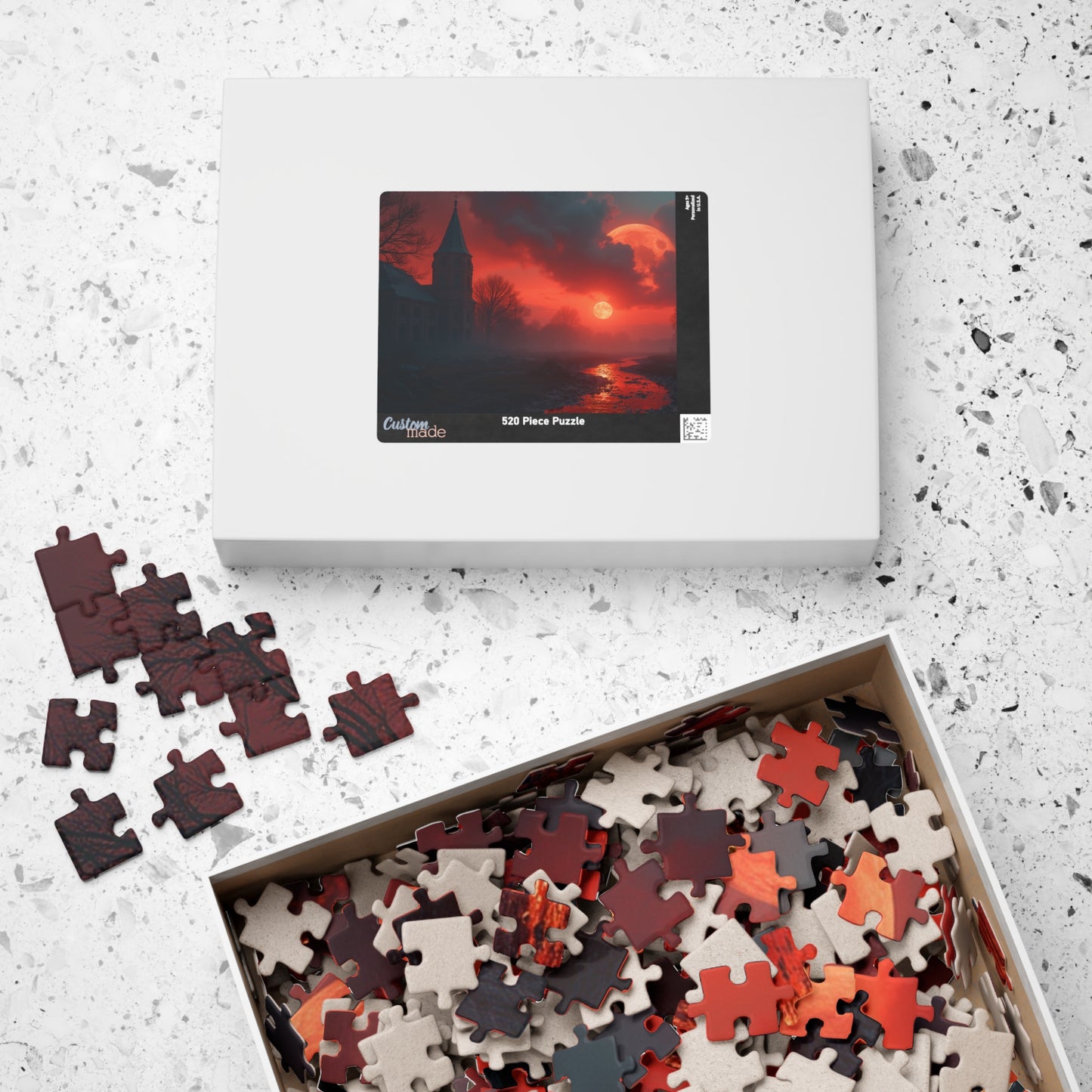 Red Moon Landscape Puzzle (110, 252, 520, 1014-piece)