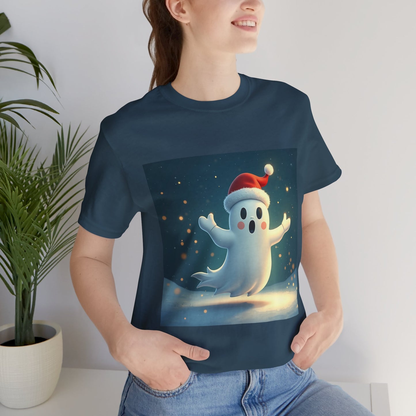 Cute Cartoon Ghost of Christmas Presents Unisex Jersey Tee