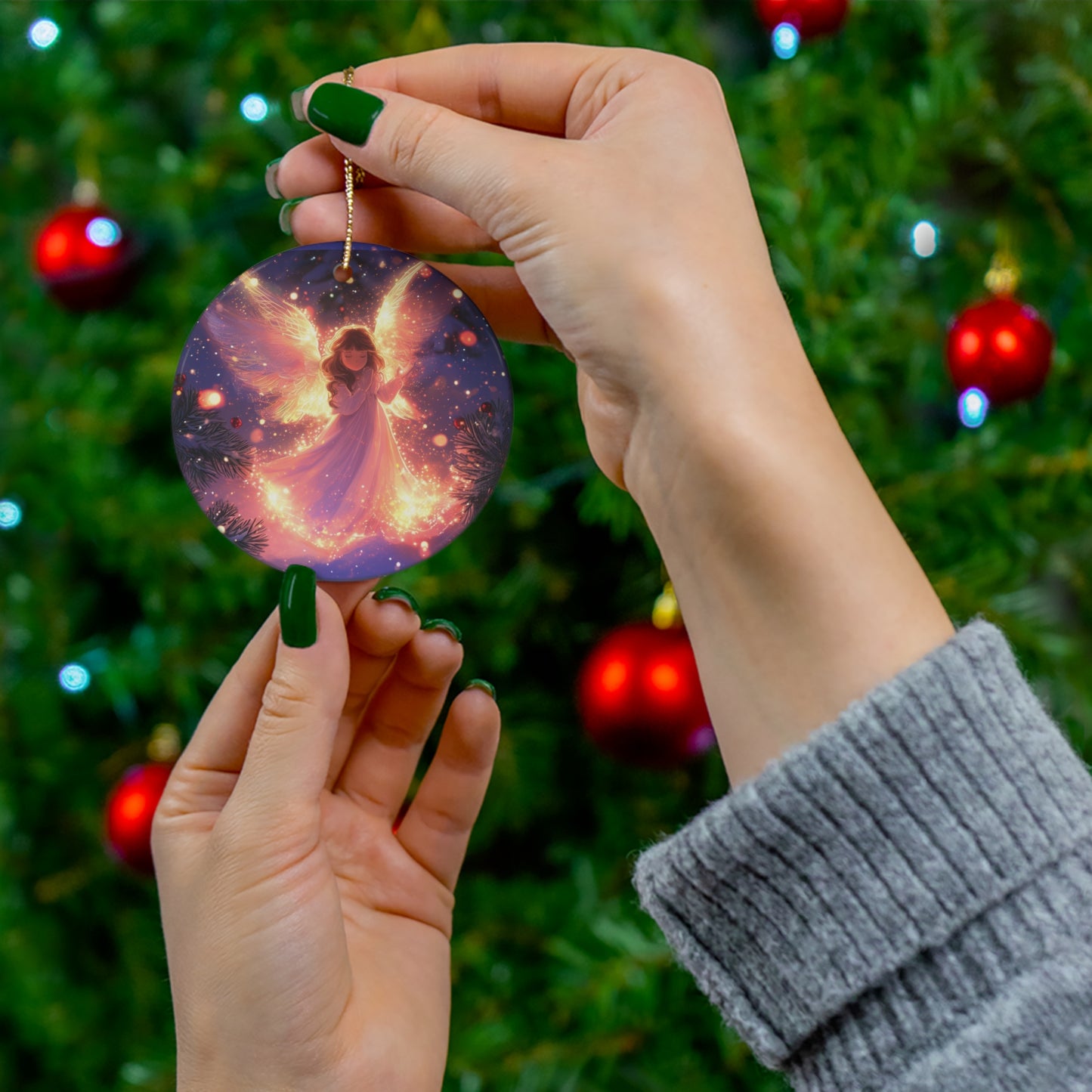 Radiant Angel Ceramic Ornament, 4 Shapes