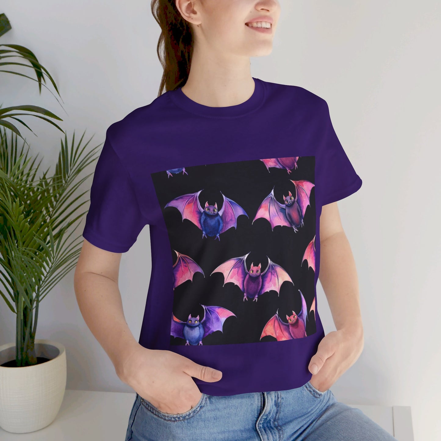 Bright Bat Pattern Unisex Jersey Short Sleeve Tee