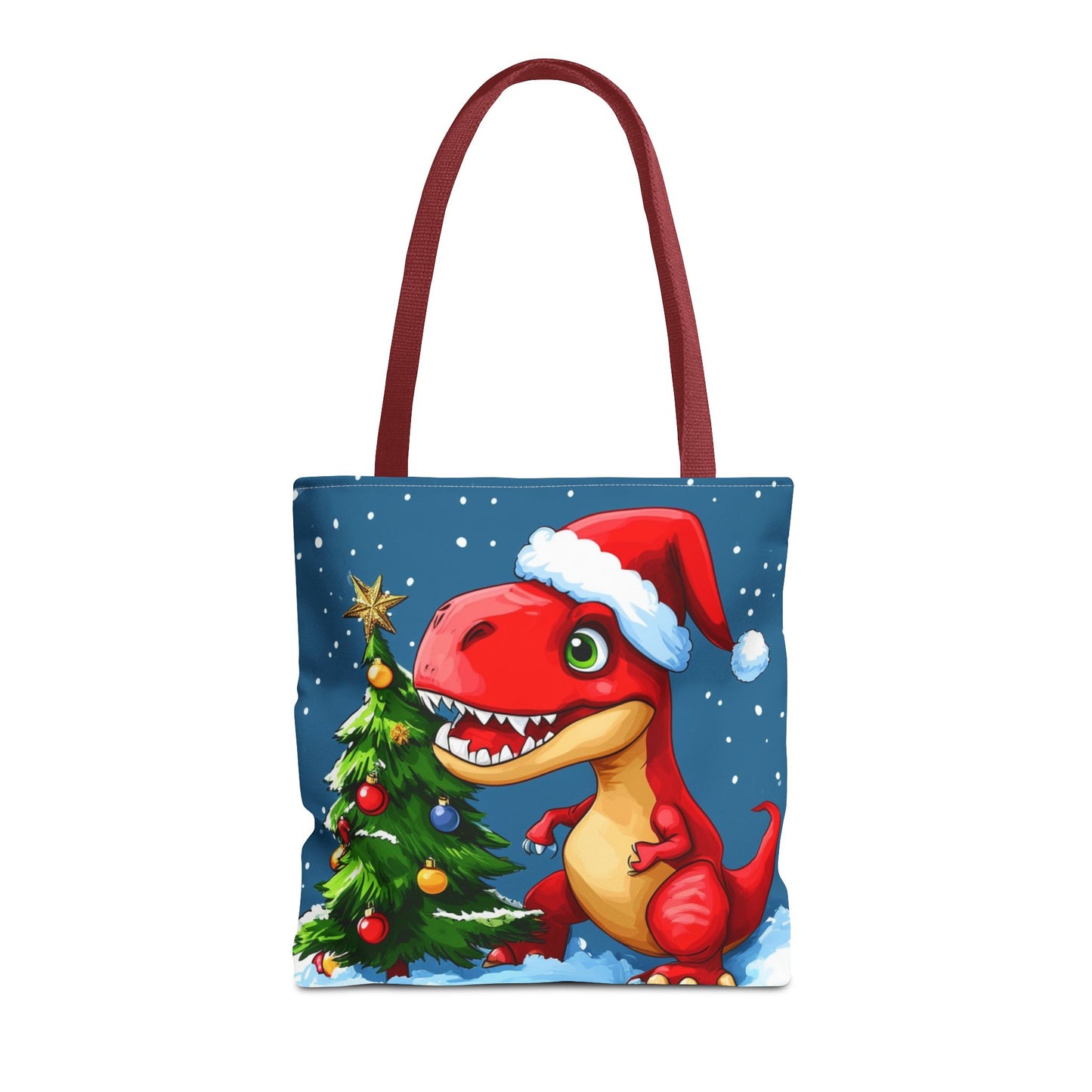 Cute Red Dino Holiday Tote Bag (AOP)