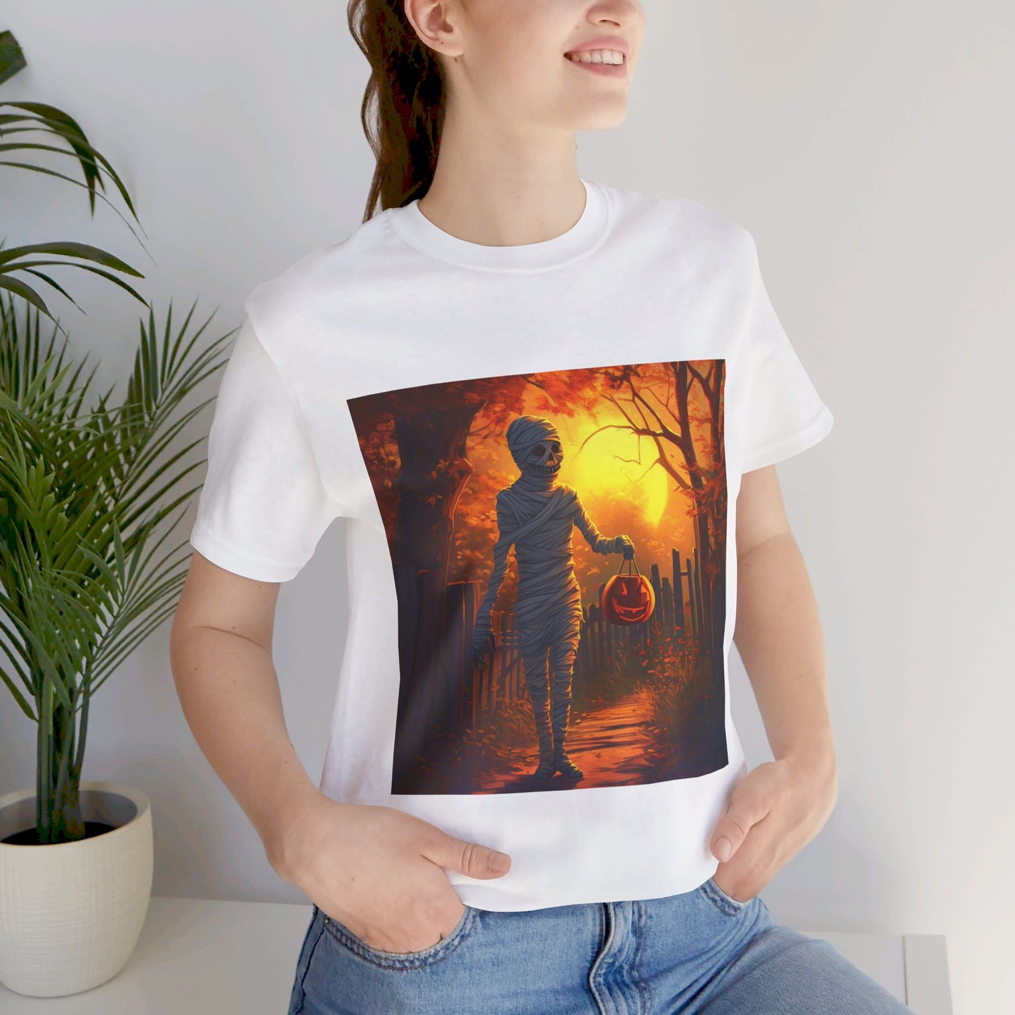 Halloween Sunset Mummy Unisex Jersey Short Sleeve Tee