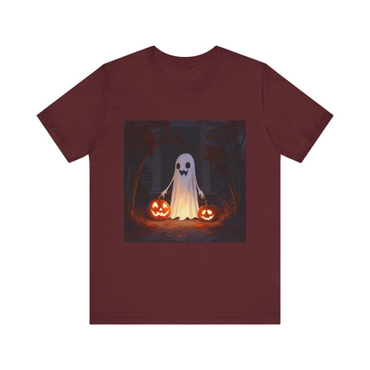 Cute Ghost and Pumpkins Unisex Jersey Short Sleeve Tee