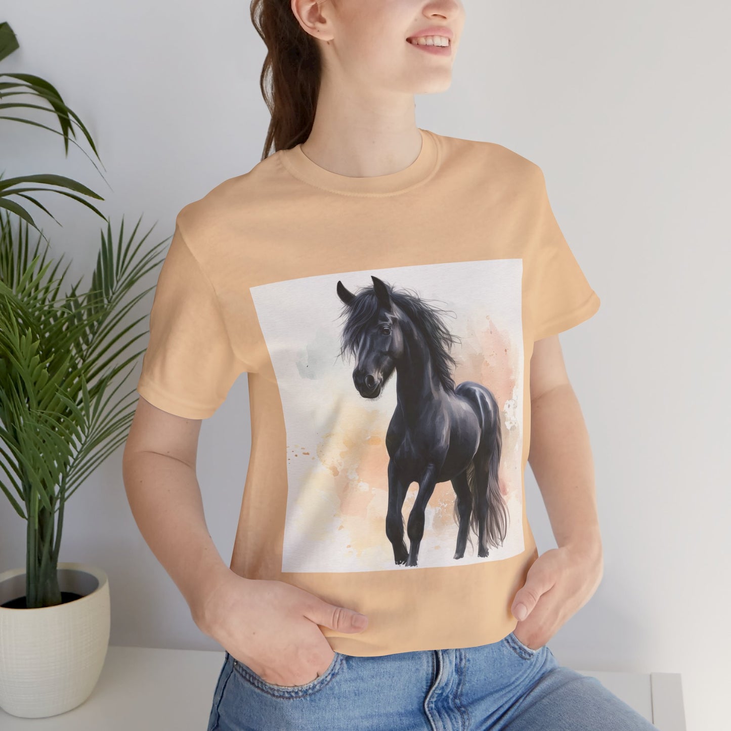 Playful Black Horse Unisex Jersey Short Sleeve Tee