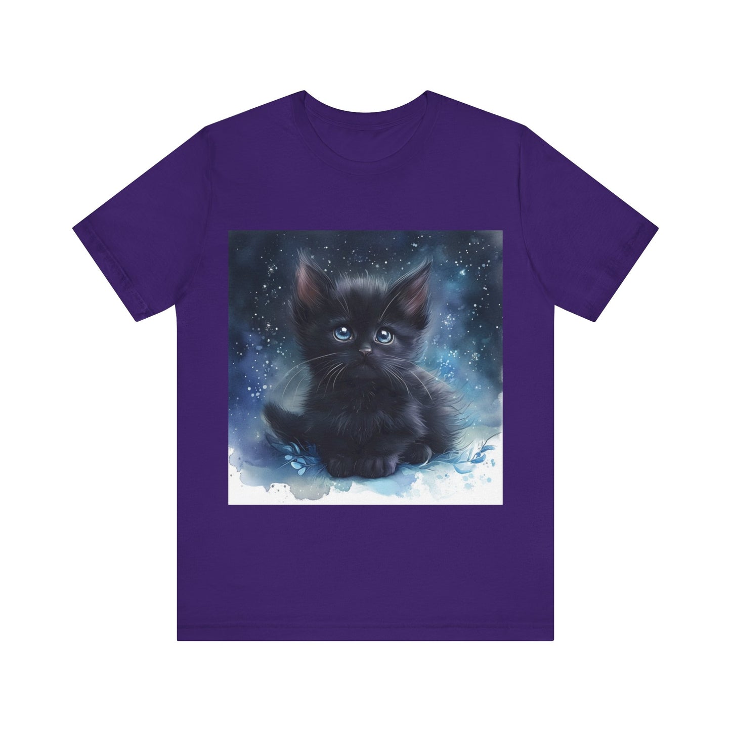 Starry Sky Black Kitten Unisex Jersey Short Sleeve Tee