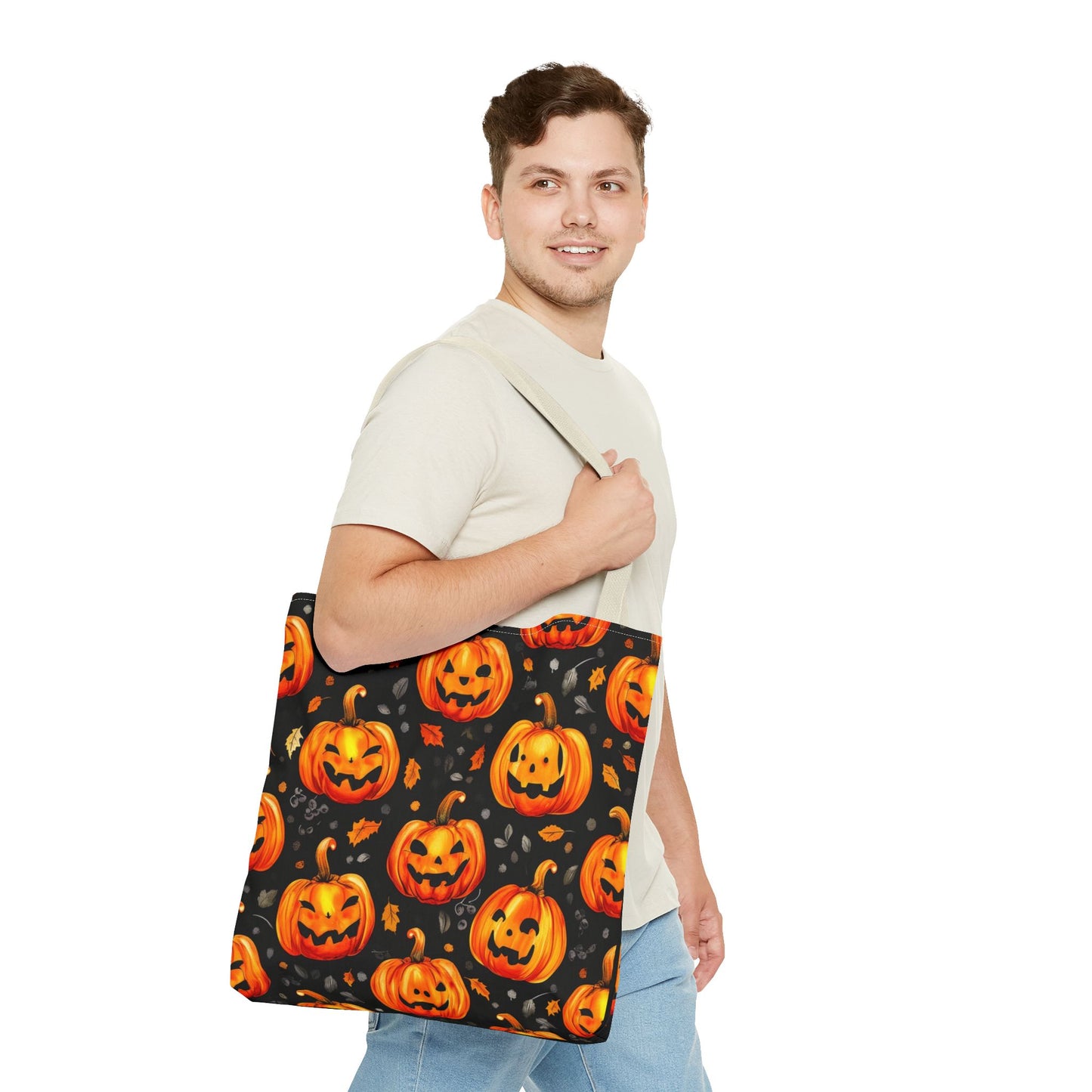 Happy Pumpkin Pattern Tote Bag (AOP)