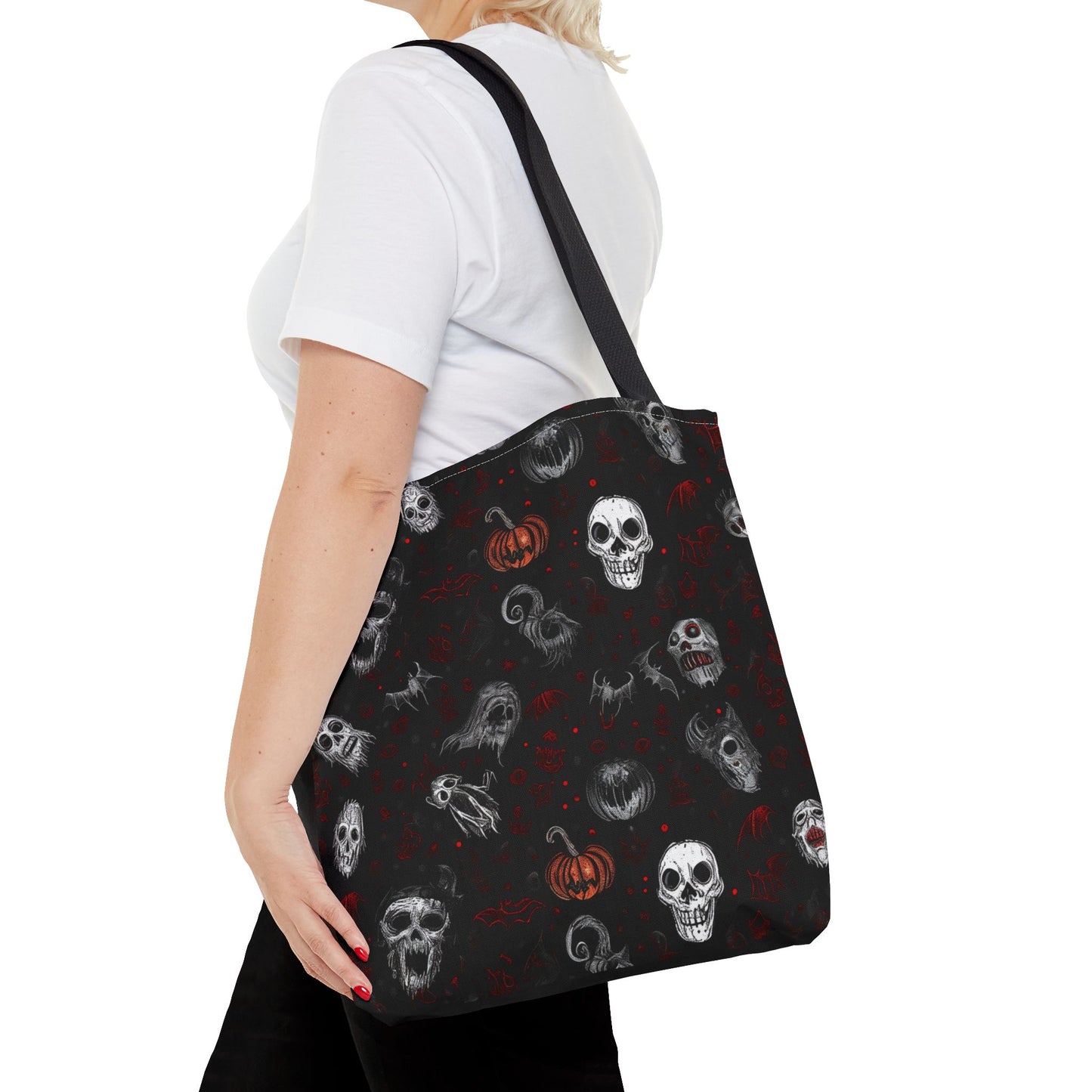 Scary Halloween Pattern Tote Bag (AOP)