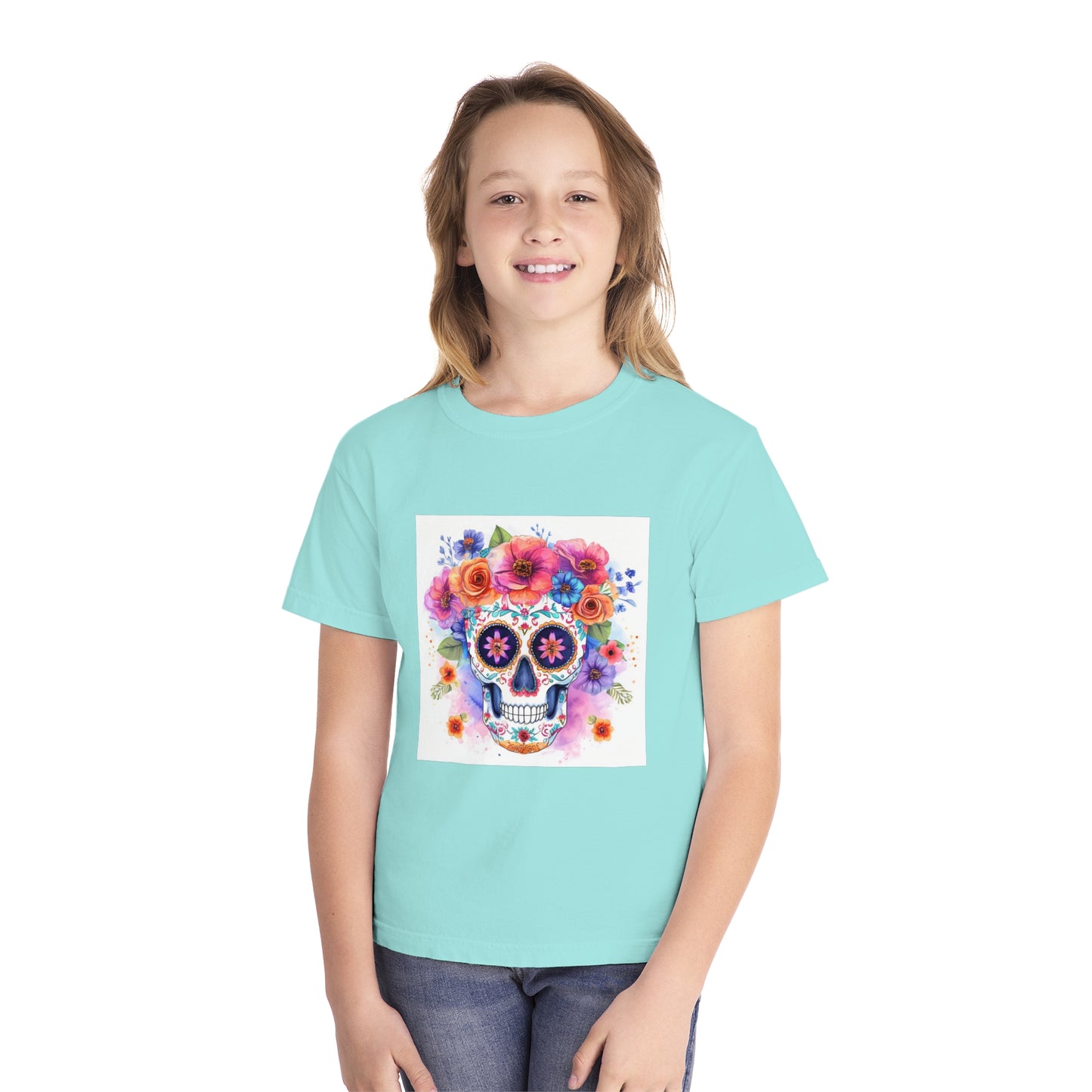 Colorful Sugar Skull Youth Midweight Tee