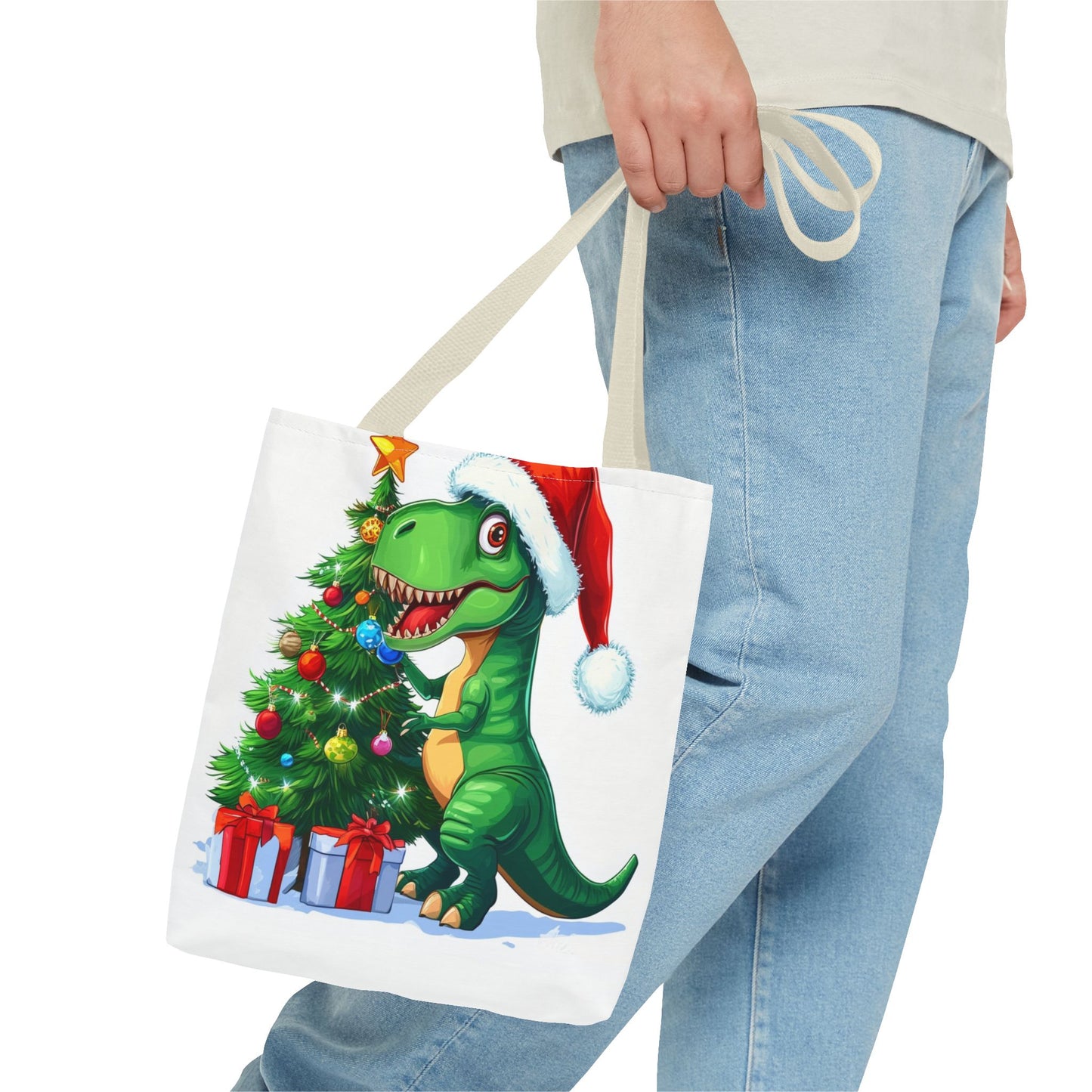 Holiday T-Rex Tote Bag (AOP)