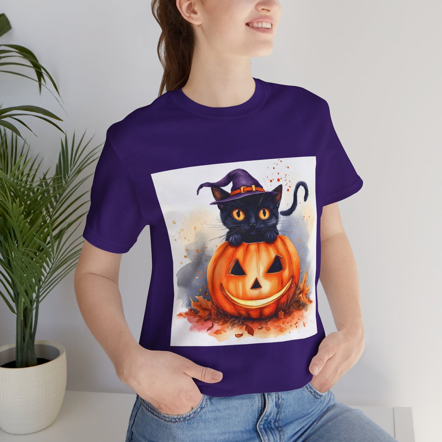 Halloween Cat Unisex Jersey Short Sleeve Tee