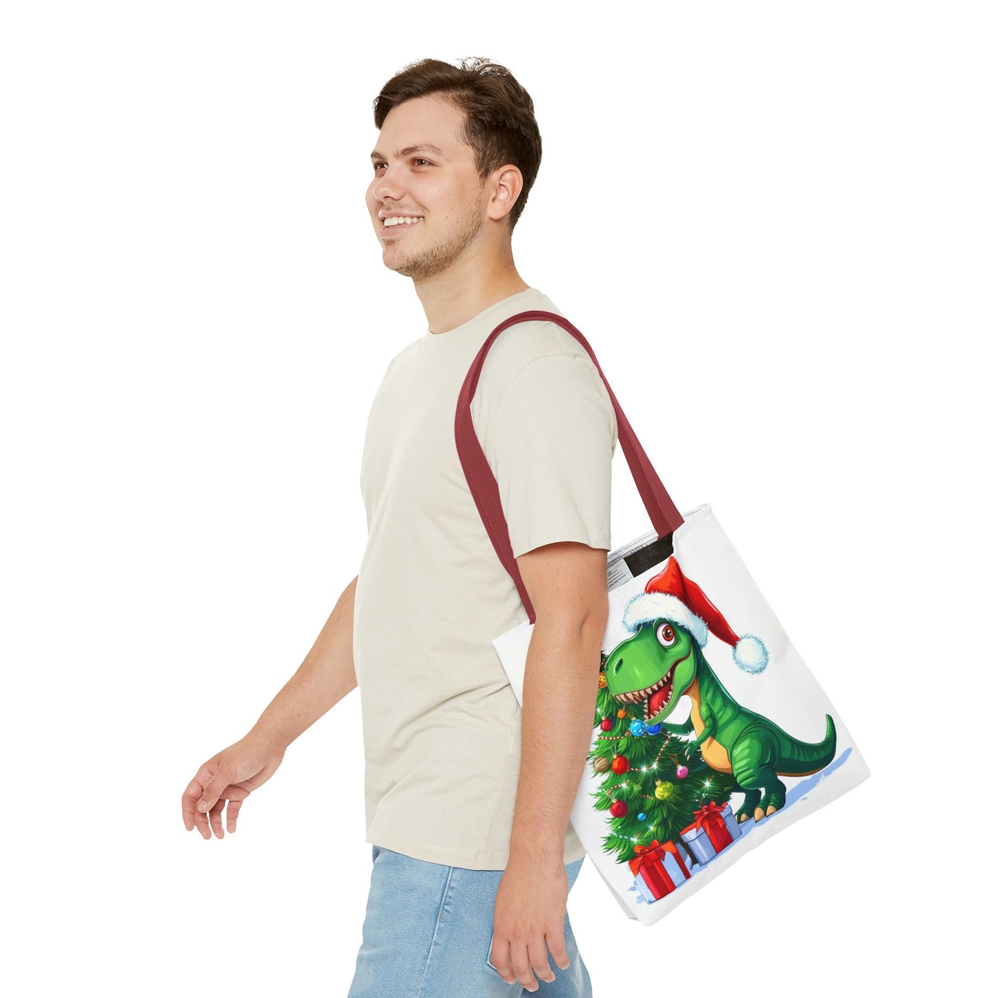 Holiday T-Rex Tote Bag (AOP)