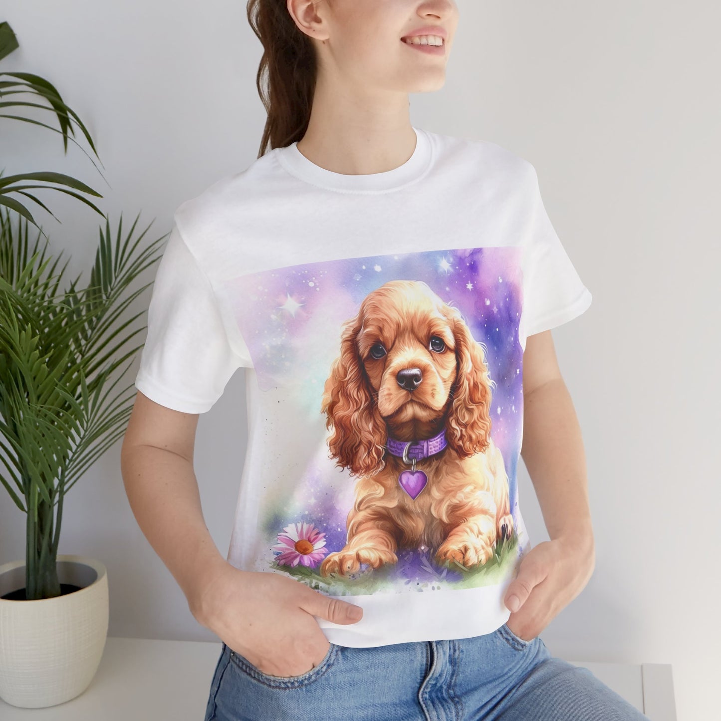 Cute Cocker Spaniel Unisex Jersey Short Sleeve Tee