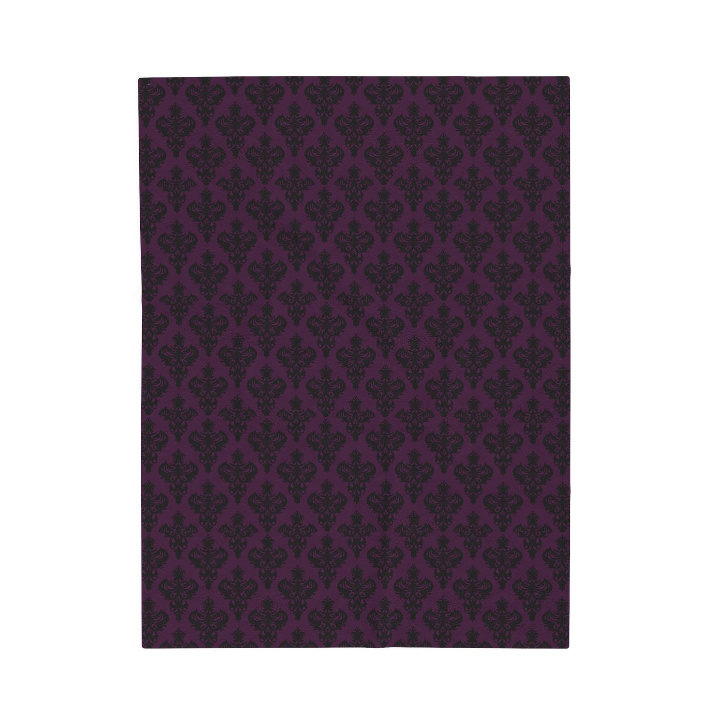 Purple and Black Victorian Damask Pattern Velveteen Plush Blanket