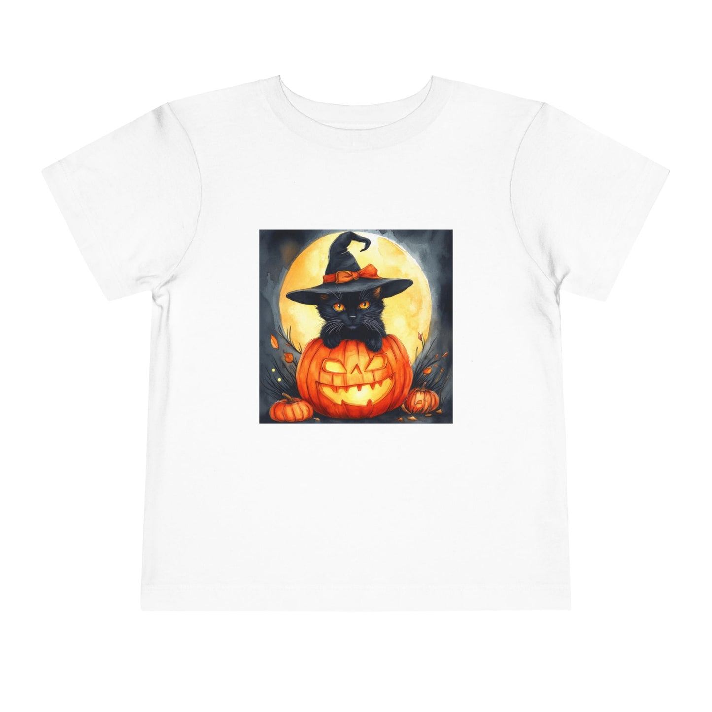 Cat In a Jack O' Lantern Toddler Short Sleeve Tee