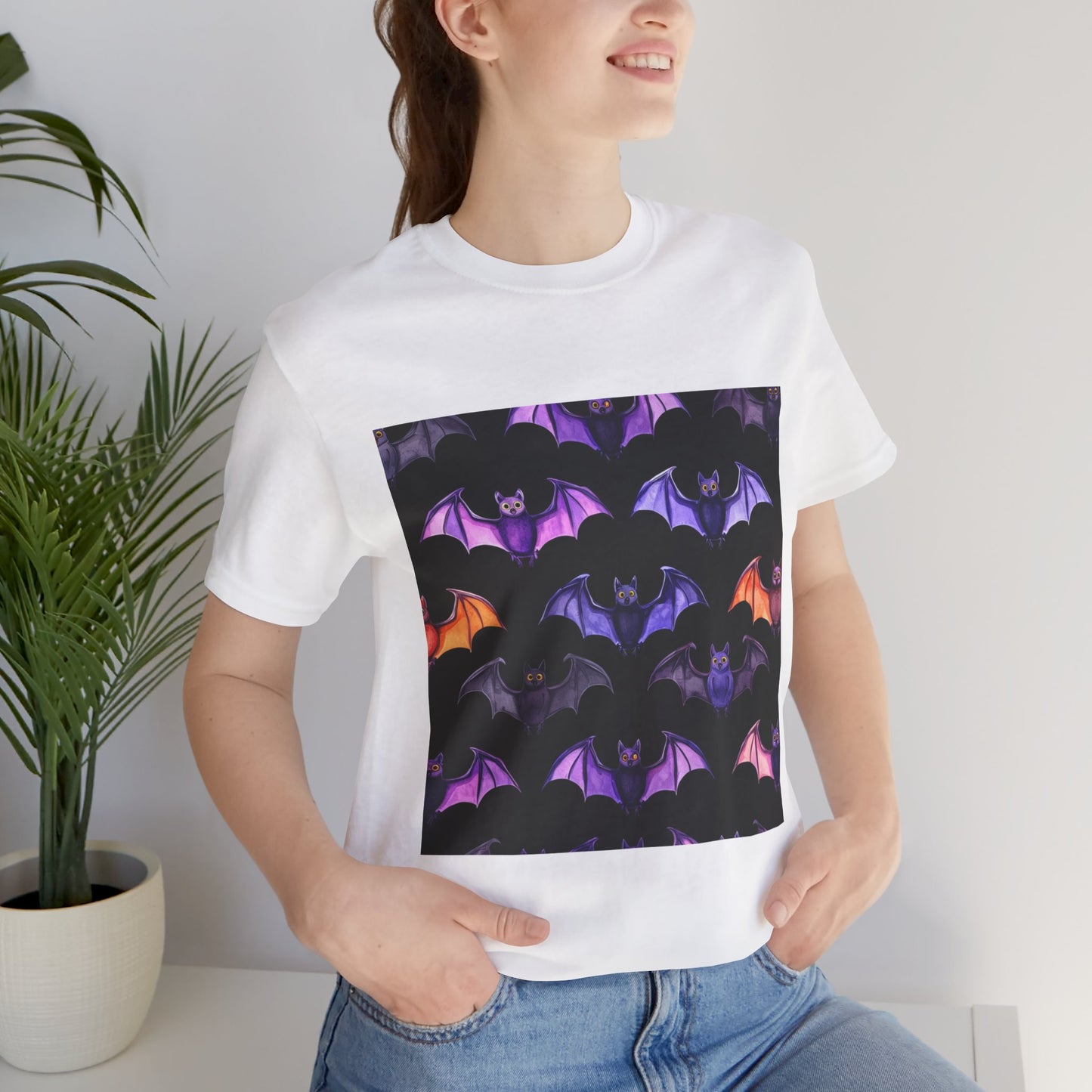 Cute Bat Pattern Unisex Jersey Short Sleeve Tee